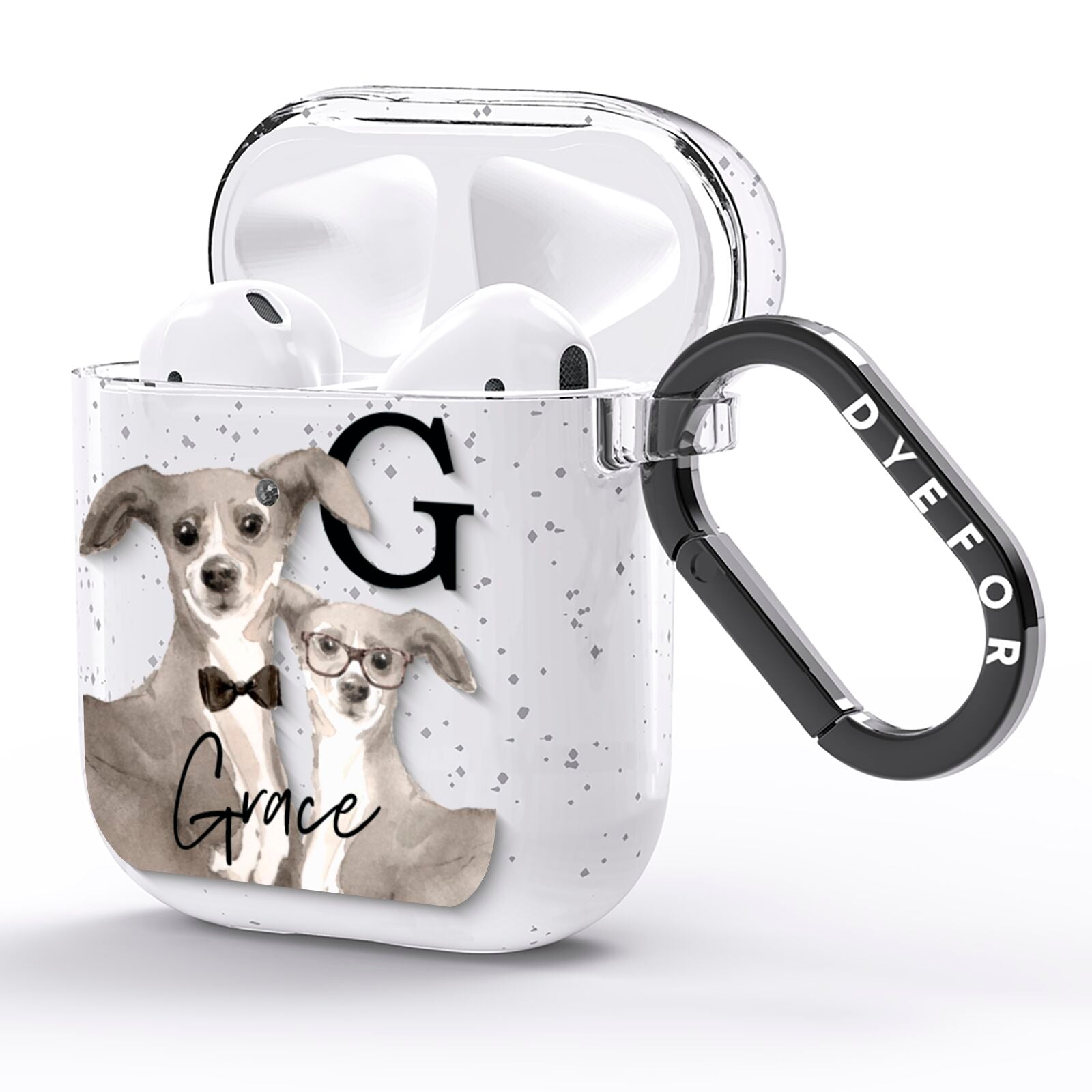 Personalised Italian Greyhound AirPods Glitter Case Side Image