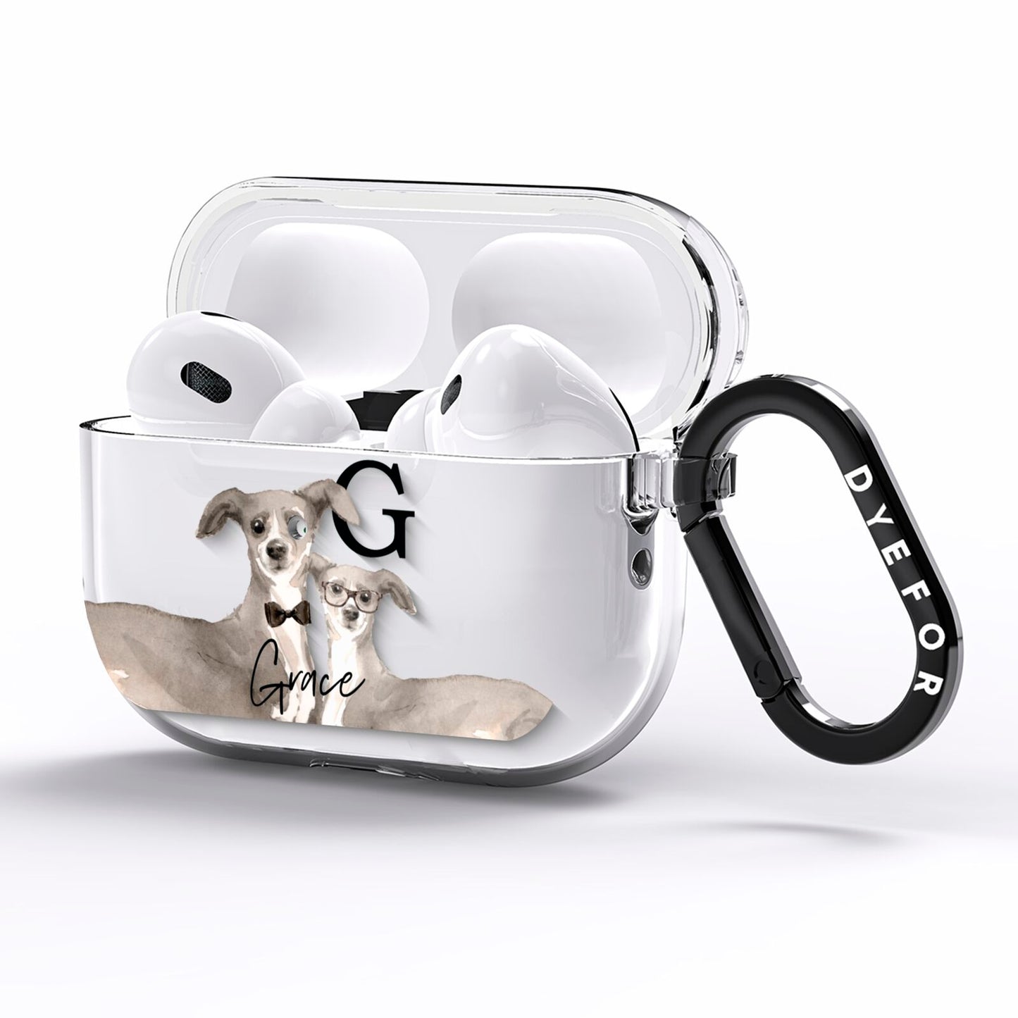 Personalised Italian Greyhound AirPods Pro Clear Case Side Image