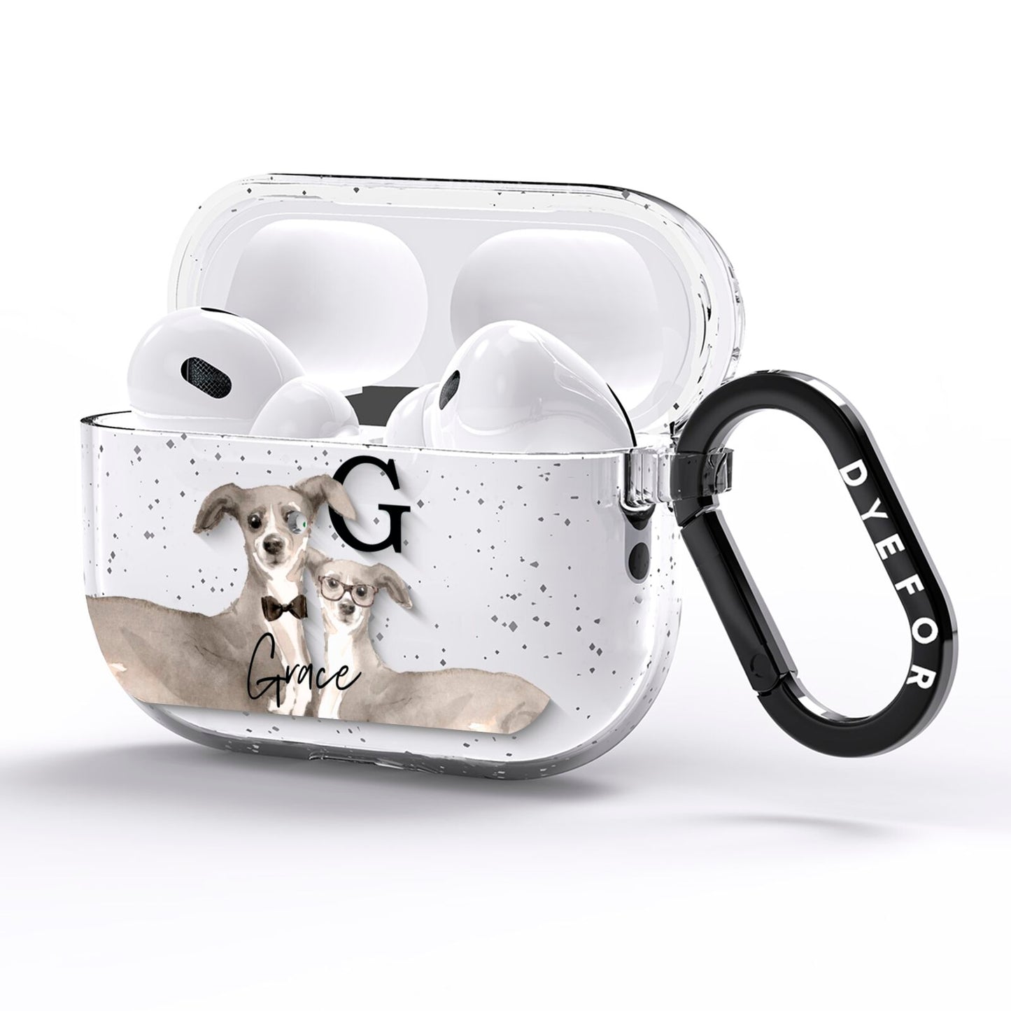 Personalised Italian Greyhound AirPods Pro Glitter Case Side Image