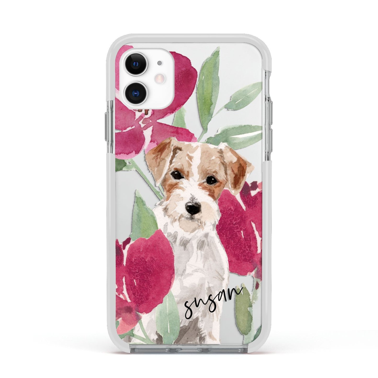 Personalised Jack Russel Apple iPhone 11 in White with White Impact Case