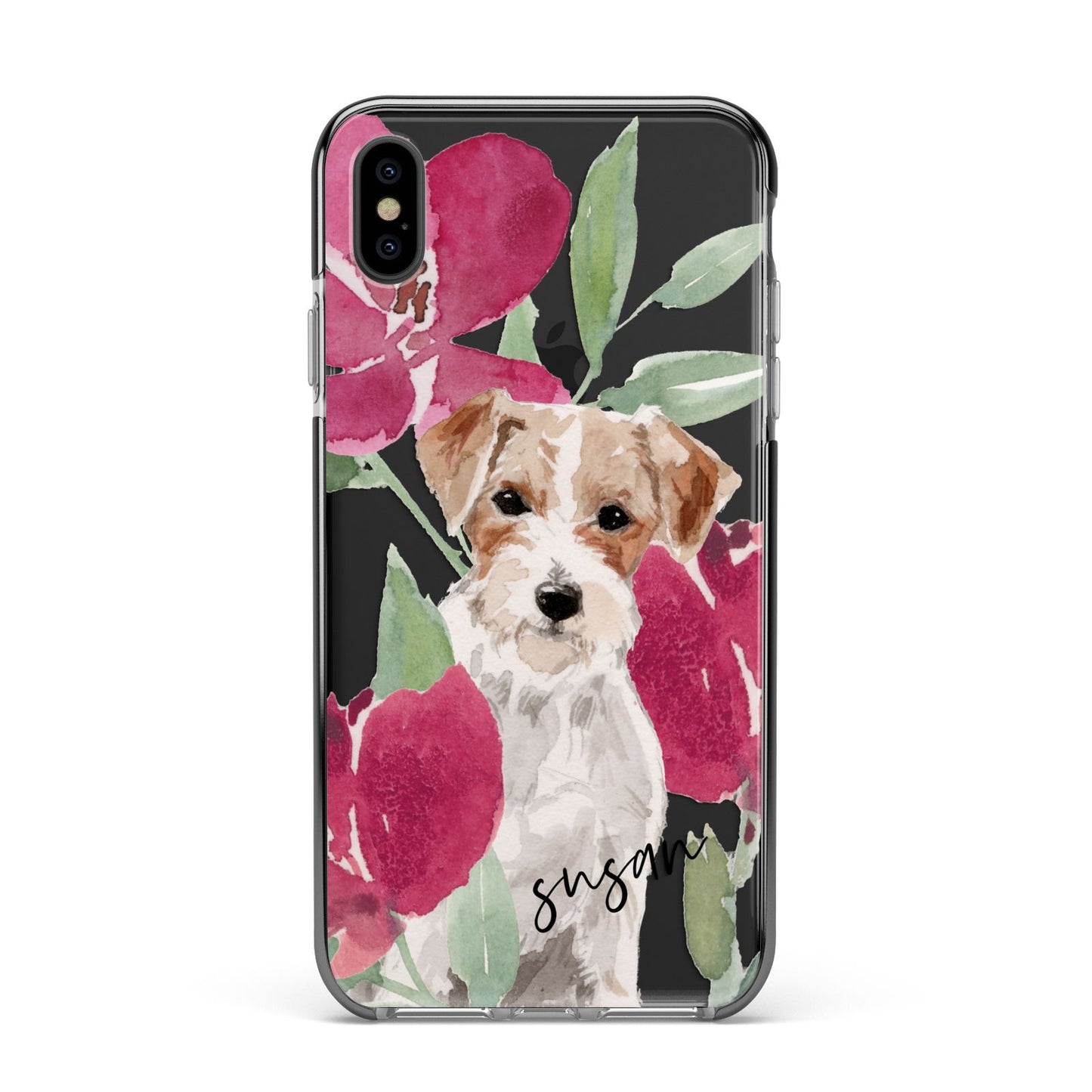 Personalised Jack Russel Apple iPhone Xs Max Impact Case Black Edge on Black Phone