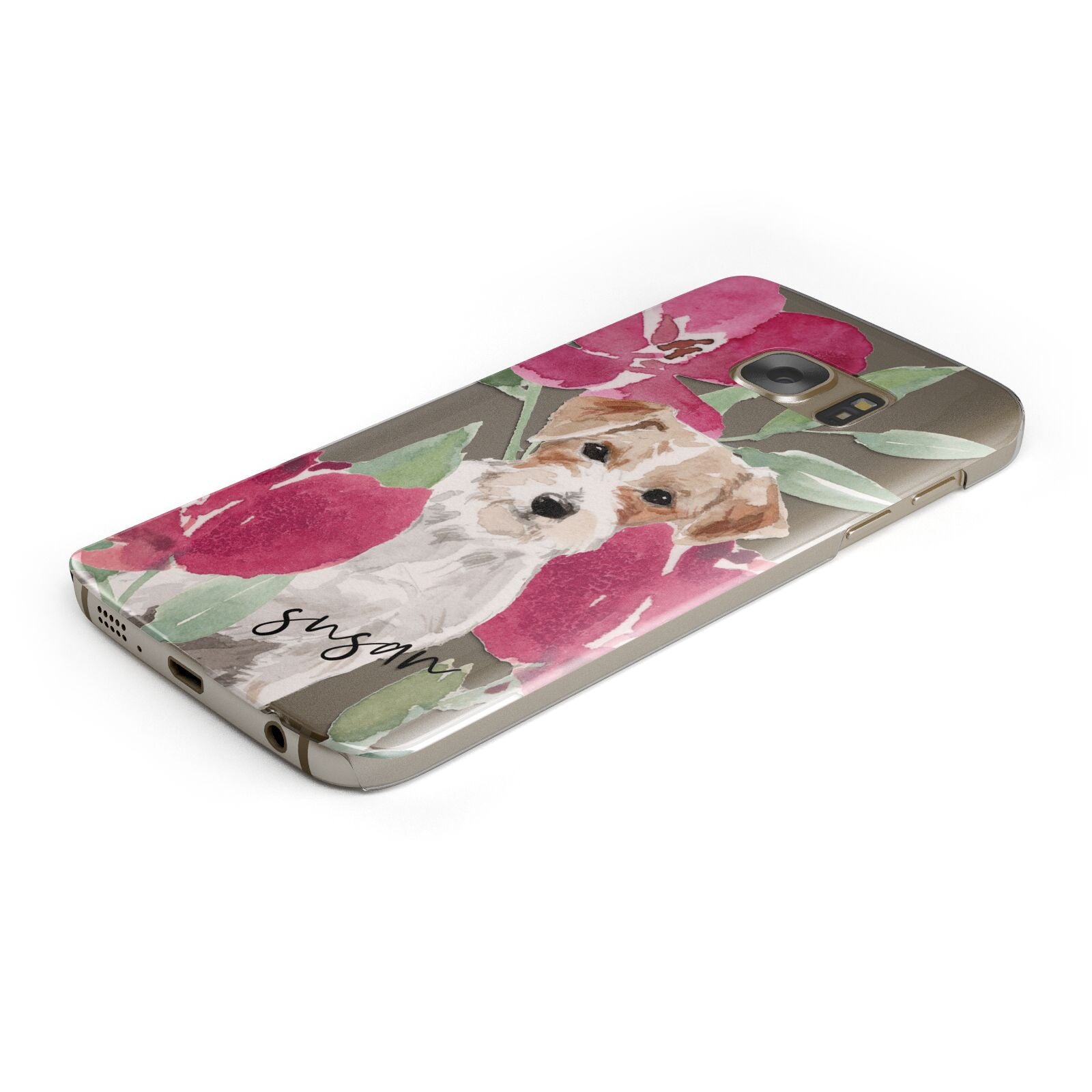 Personalised Jack Russel Protective Samsung Galaxy Case Angled Image