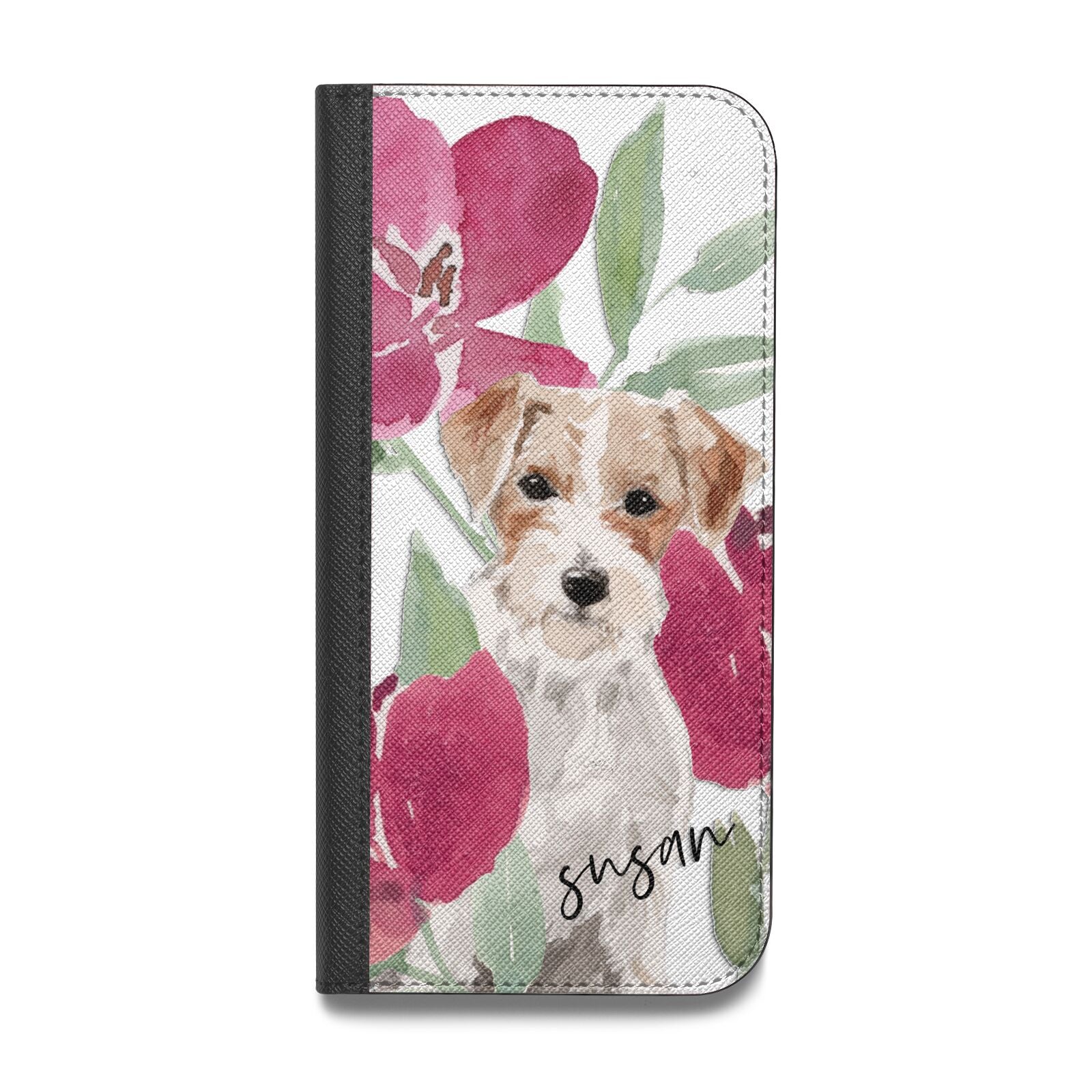 Personalised Jack Russel Vegan Leather Flip Samsung Case