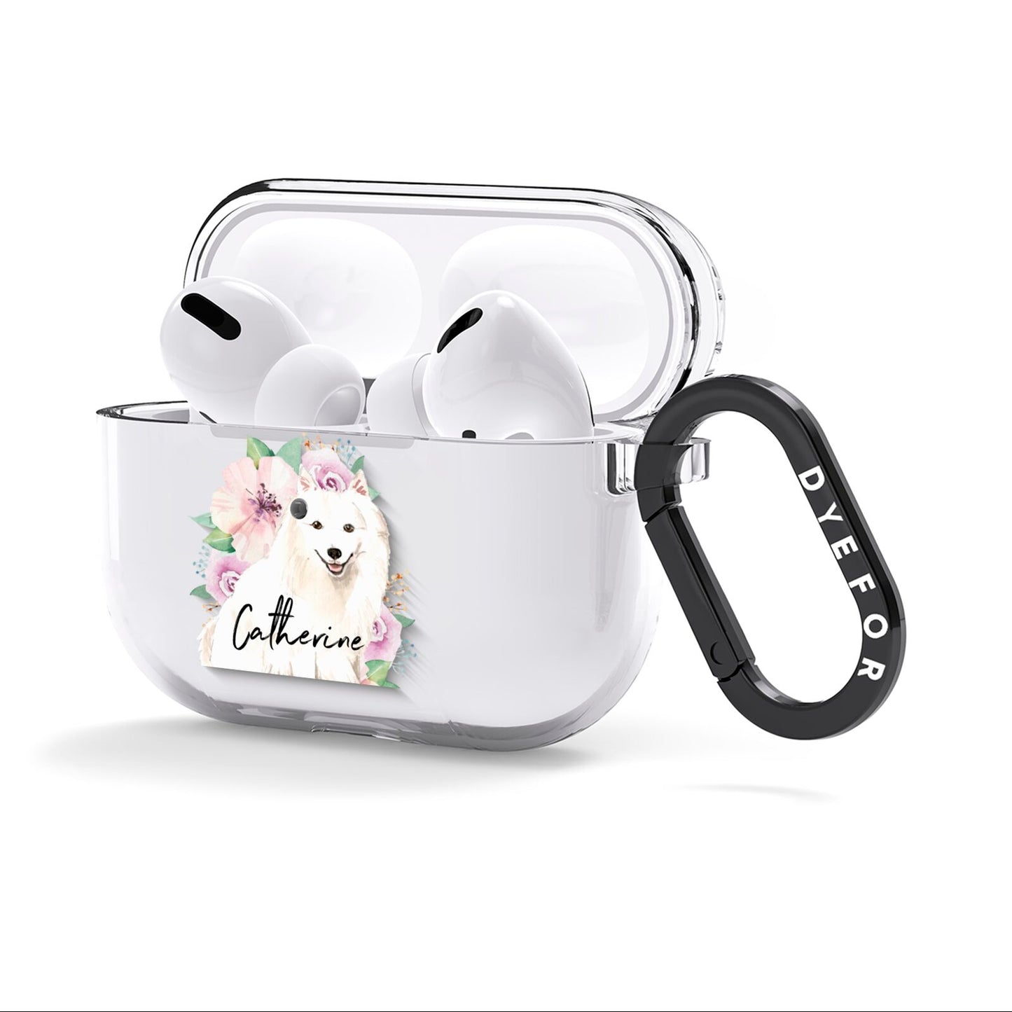 Personalised Japanese Spitz AirPods Clear Case 3rd Gen Side Image