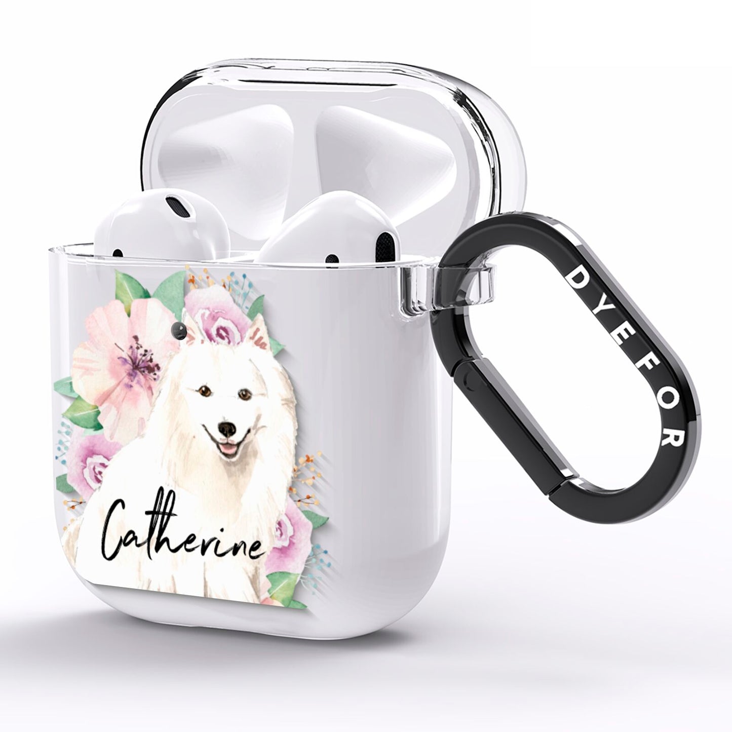 Personalised Japanese Spitz AirPods Clear Case Side Image