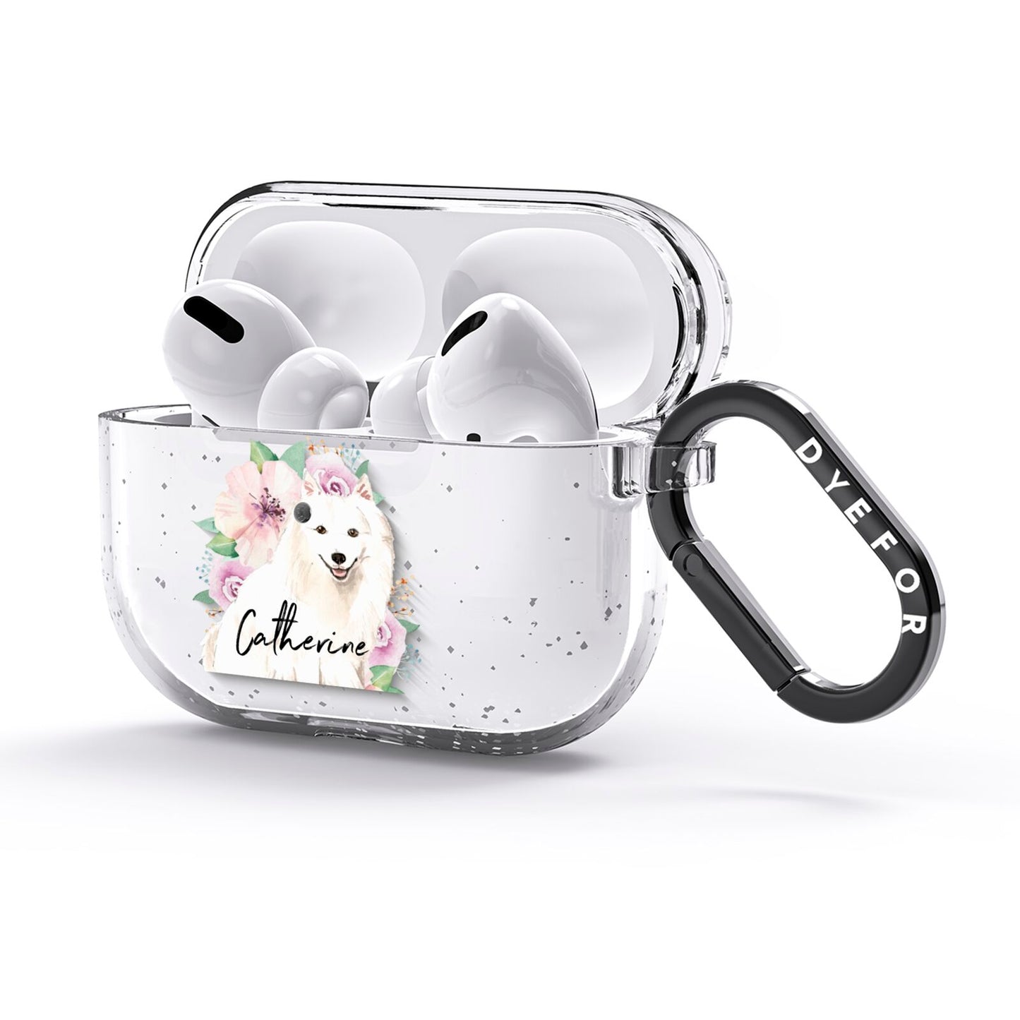 Personalised Japanese Spitz AirPods Glitter Case 3rd Gen Side Image