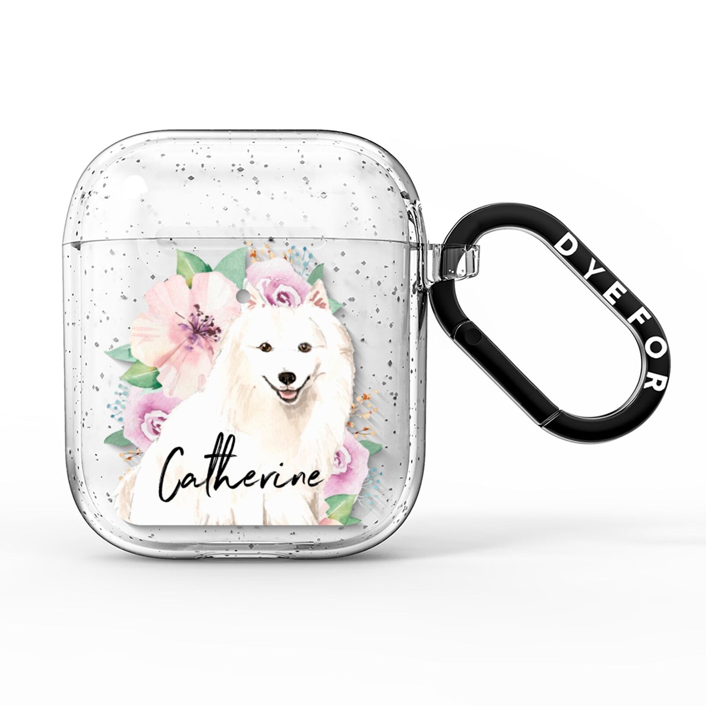 Personalised Japanese Spitz AirPods Glitter Case