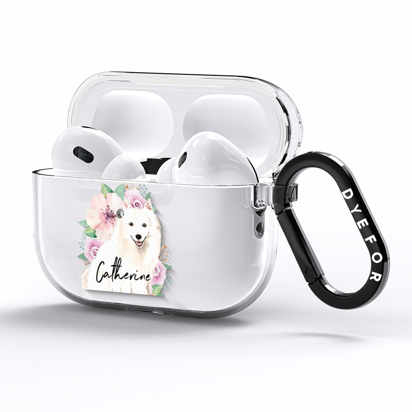 Personalised Japanese Spitz AirPods Pro Clear Case Side Image