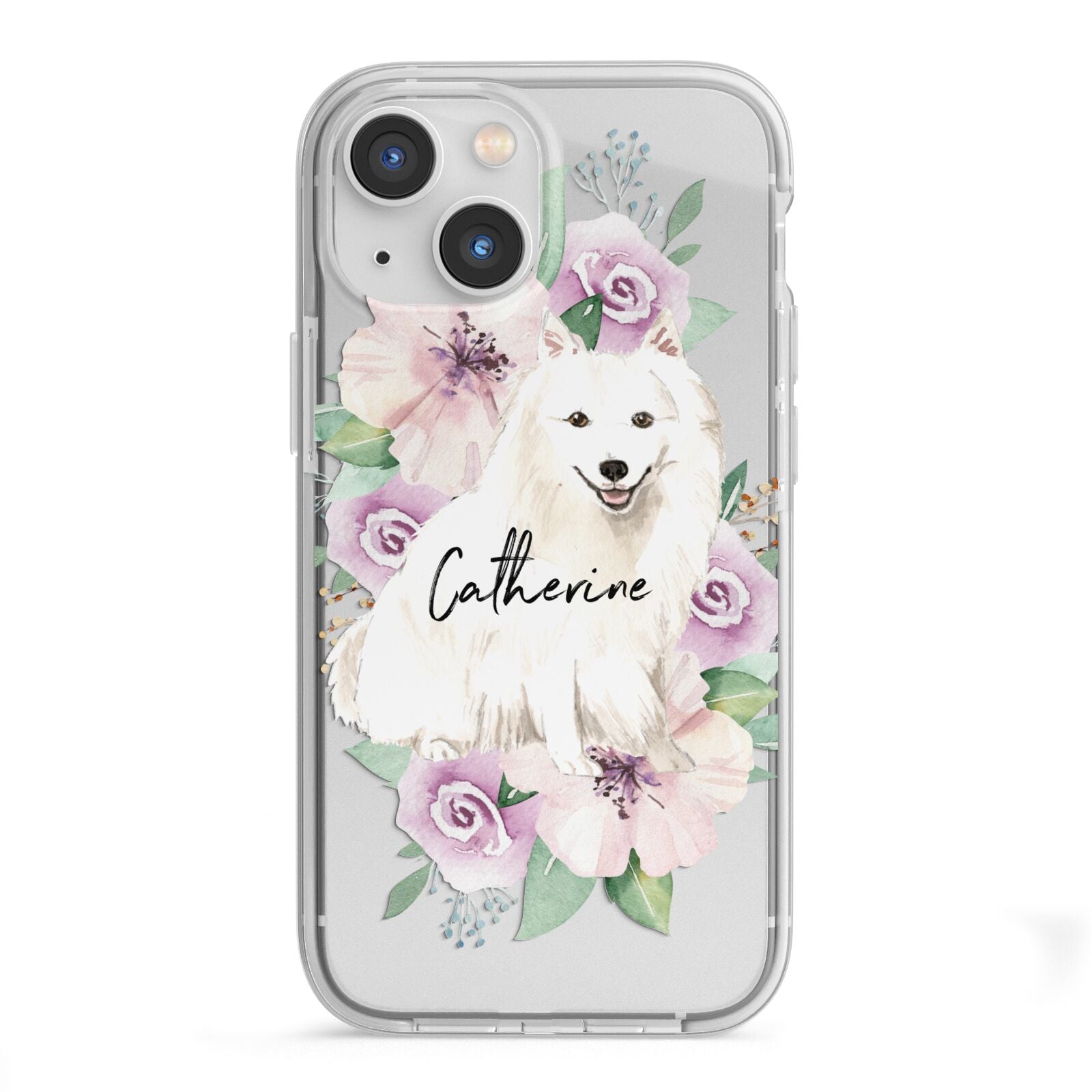 Personalised Japanese Spitz iPhone 13 Mini TPU Impact Case with White Edges