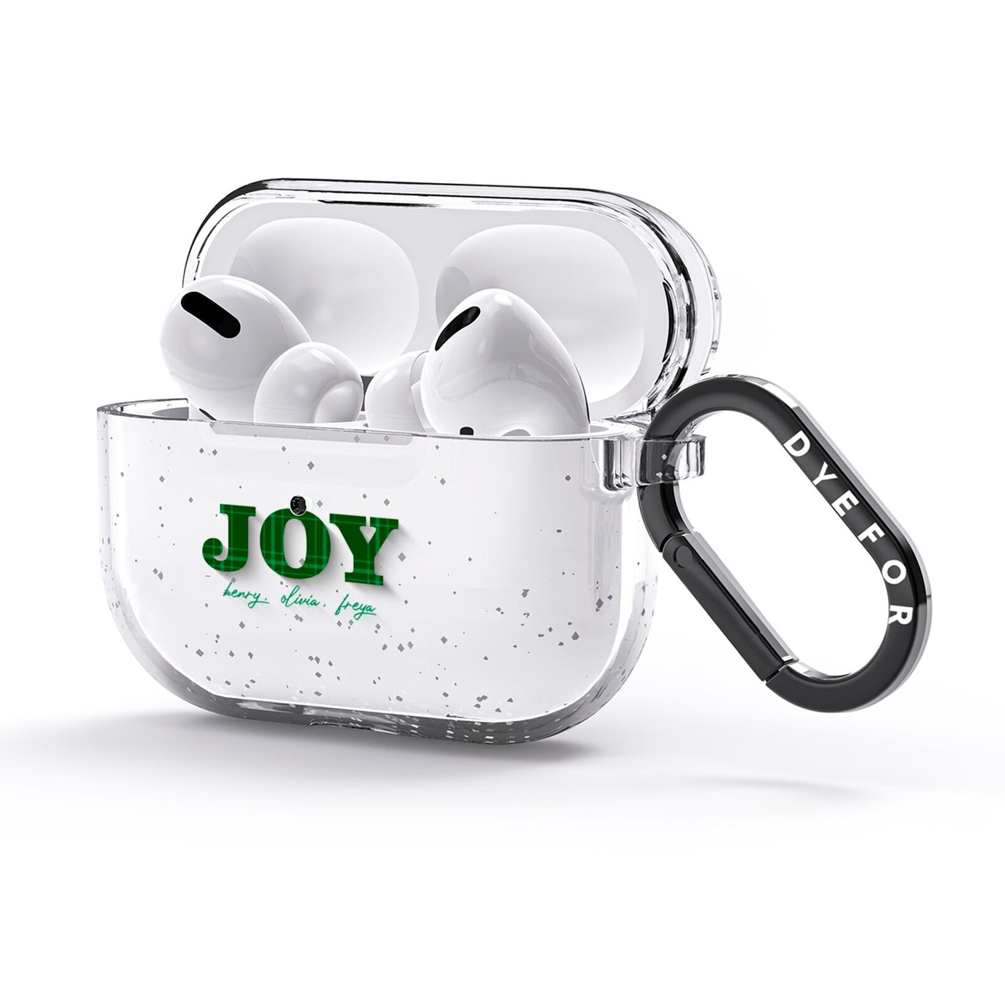 Personalised Joy Christmas AirPods Glitter Case 3rd Gen Side Image