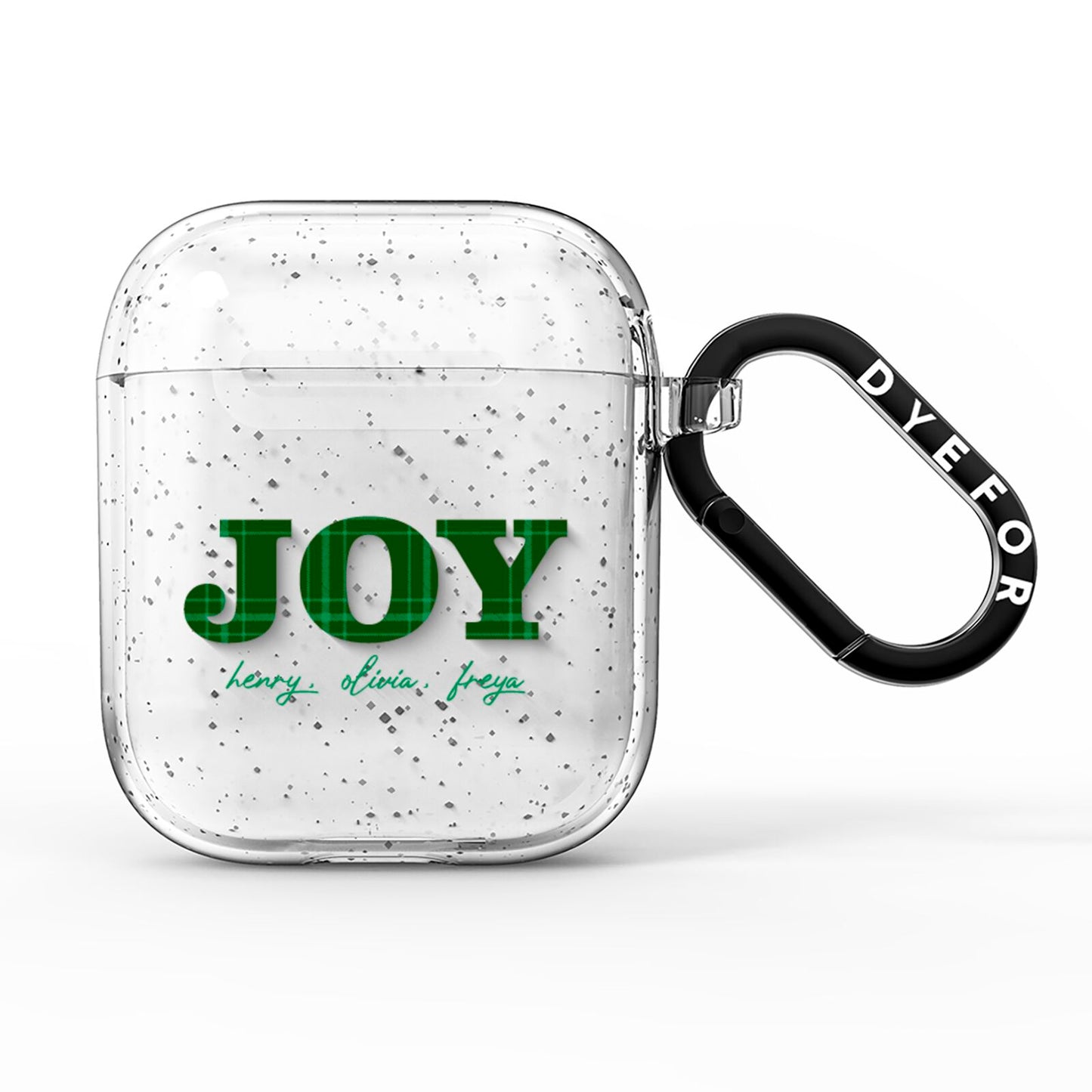 Personalised Joy Christmas AirPods Glitter Case