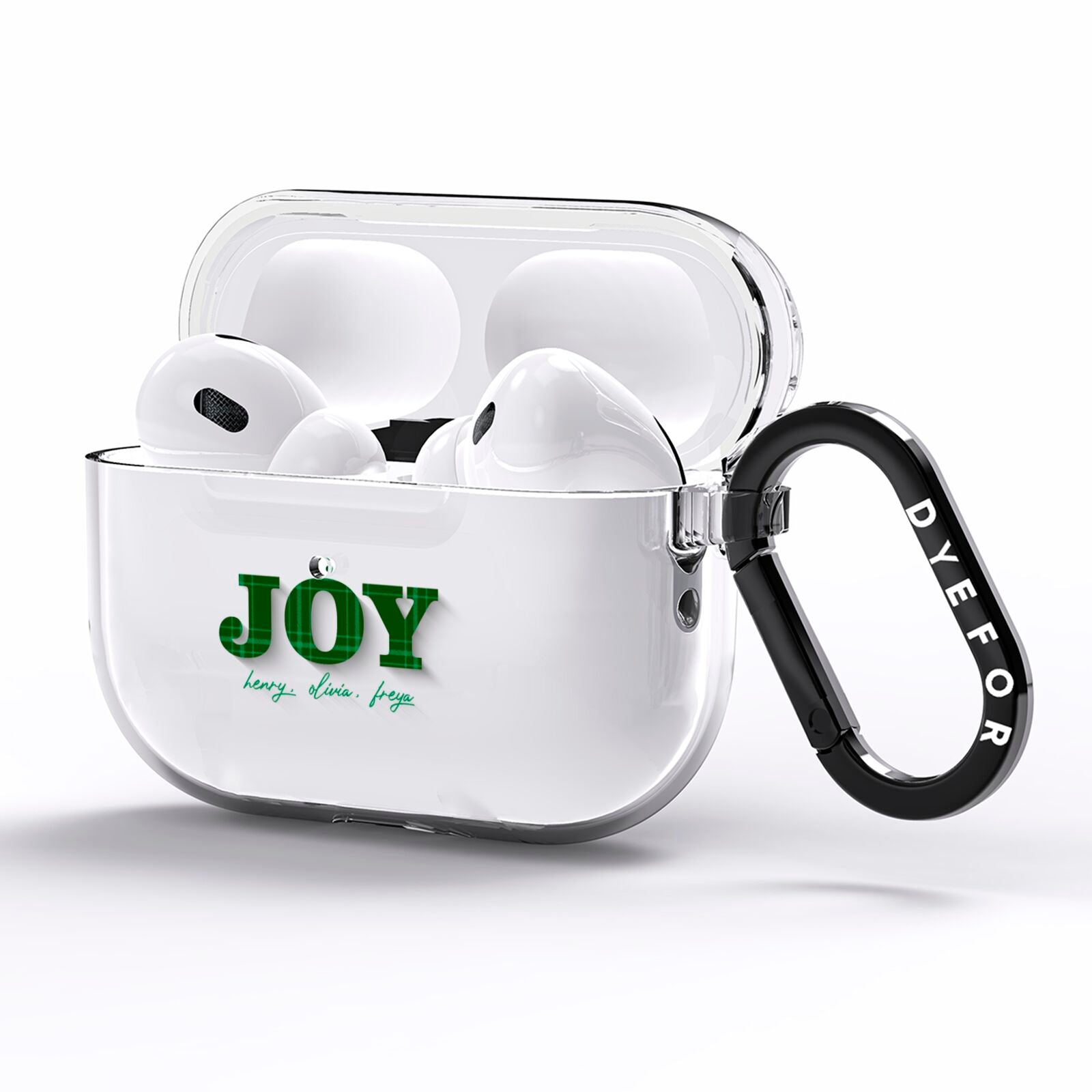 Personalised Joy Christmas AirPods Pro Clear Case Side Image