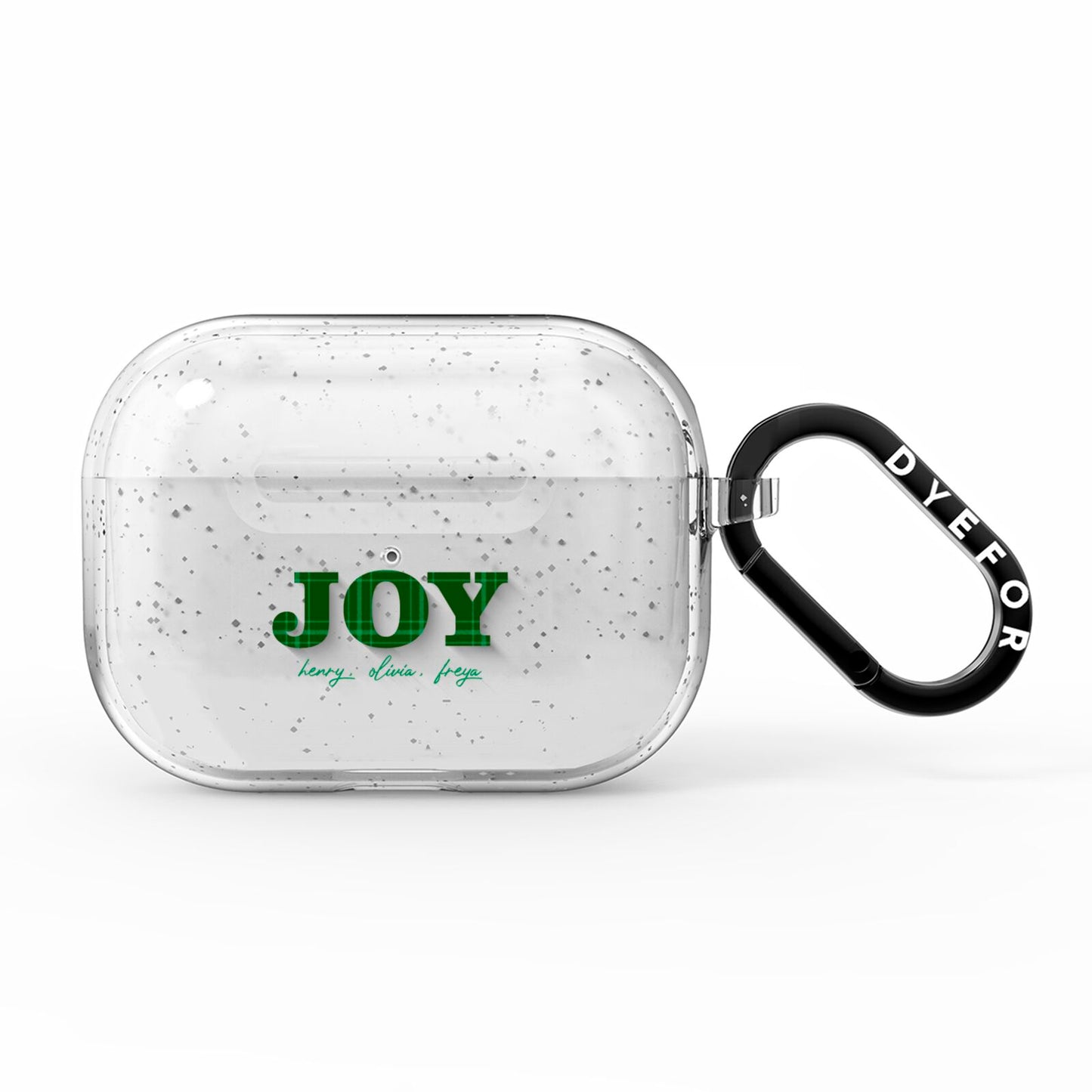 Personalised Joy Christmas AirPods Pro Glitter Case