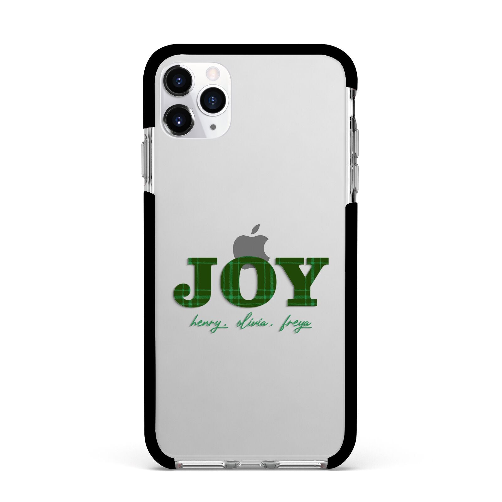 Personalised Joy Christmas Apple iPhone 11 Pro Max in Silver with Black Impact Case