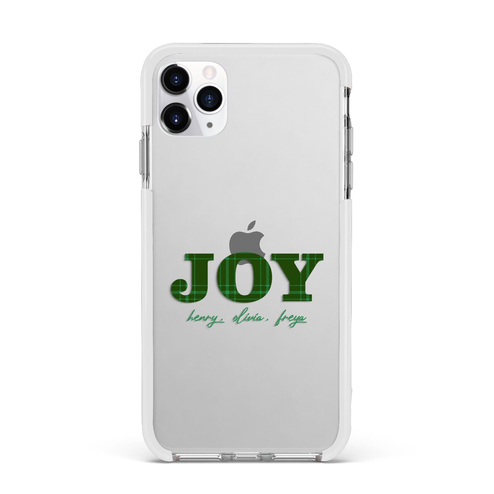 Personalised Joy Christmas Apple iPhone 11 Pro Max in Silver with White Impact Case