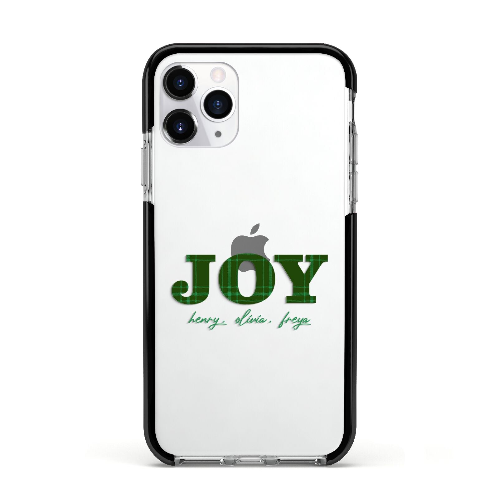 Personalised Joy Christmas Apple iPhone 11 Pro in Silver with Black Impact Case