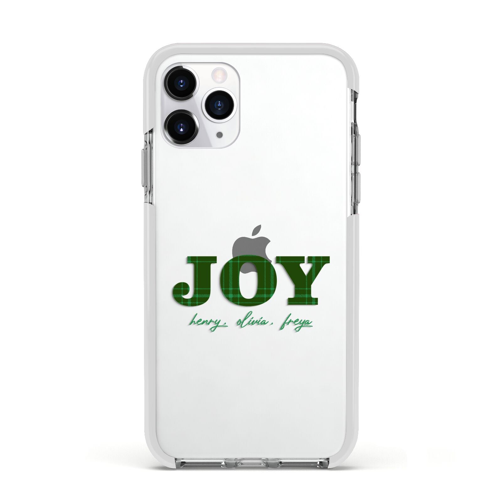 Personalised Joy Christmas Apple iPhone 11 Pro in Silver with White Impact Case