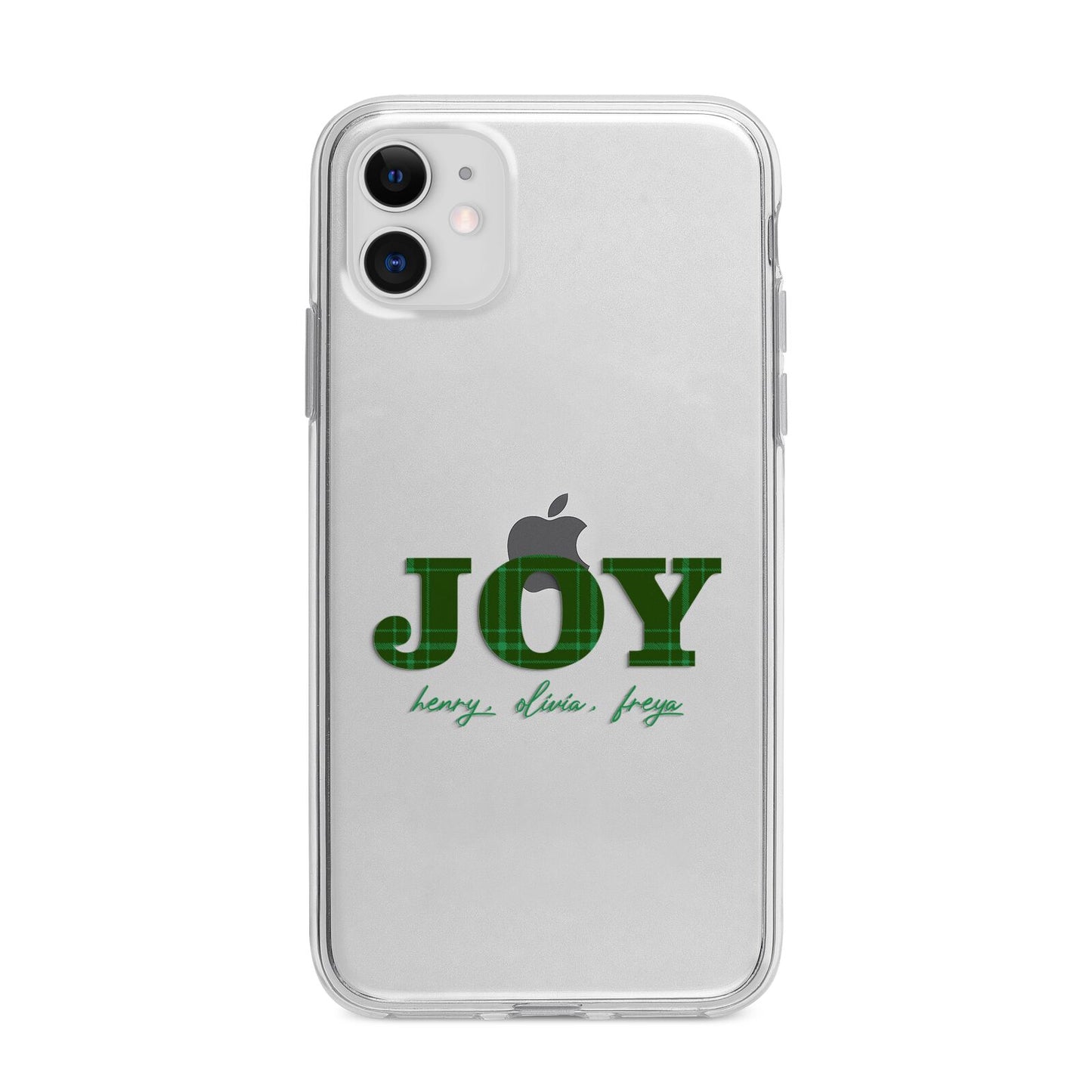 Personalised Joy Christmas Apple iPhone 11 in White with Bumper Case