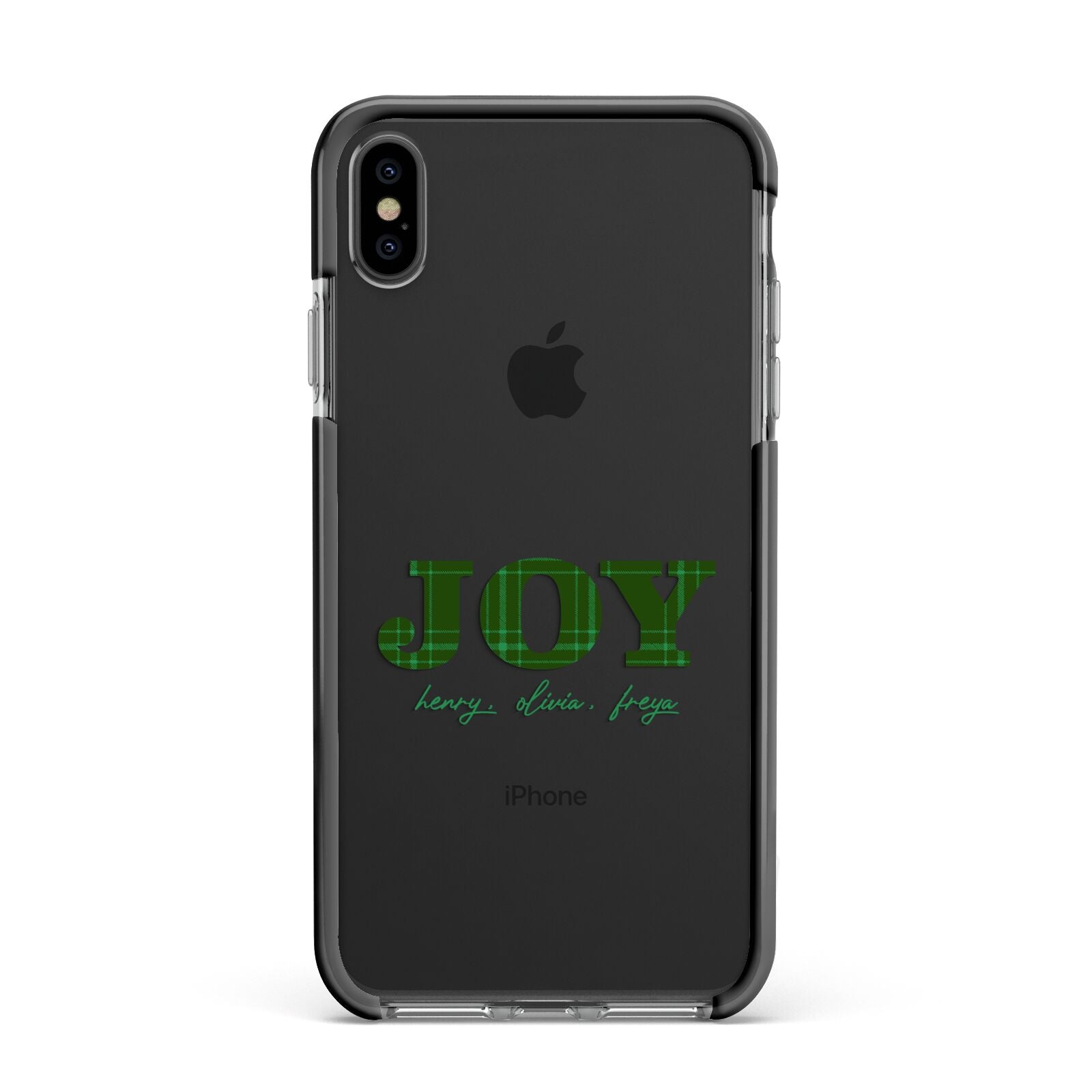 Personalised Joy Christmas Apple iPhone Xs Max Impact Case Black Edge on Black Phone