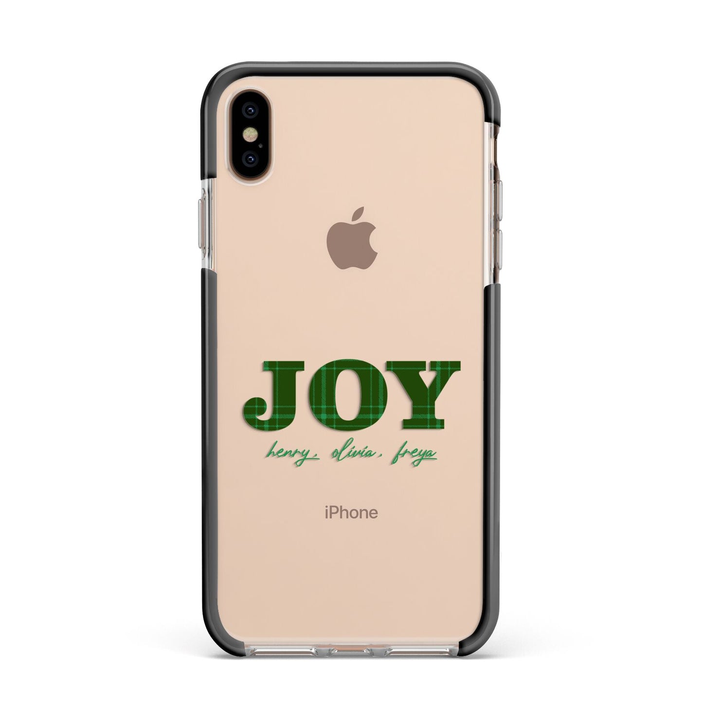 Personalised Joy Christmas Apple iPhone Xs Max Impact Case Black Edge on Gold Phone