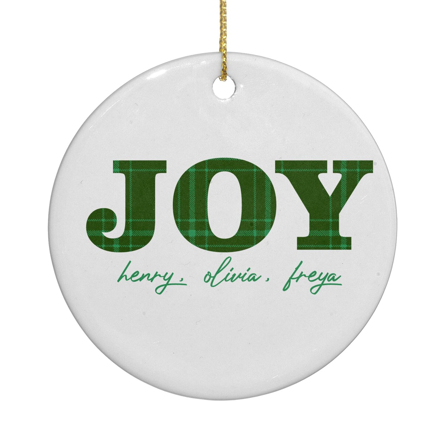 Personalised Joy Christmas Circle Decoration Back Image