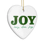 Personalised Joy Christmas Heart Decoration Side Angle