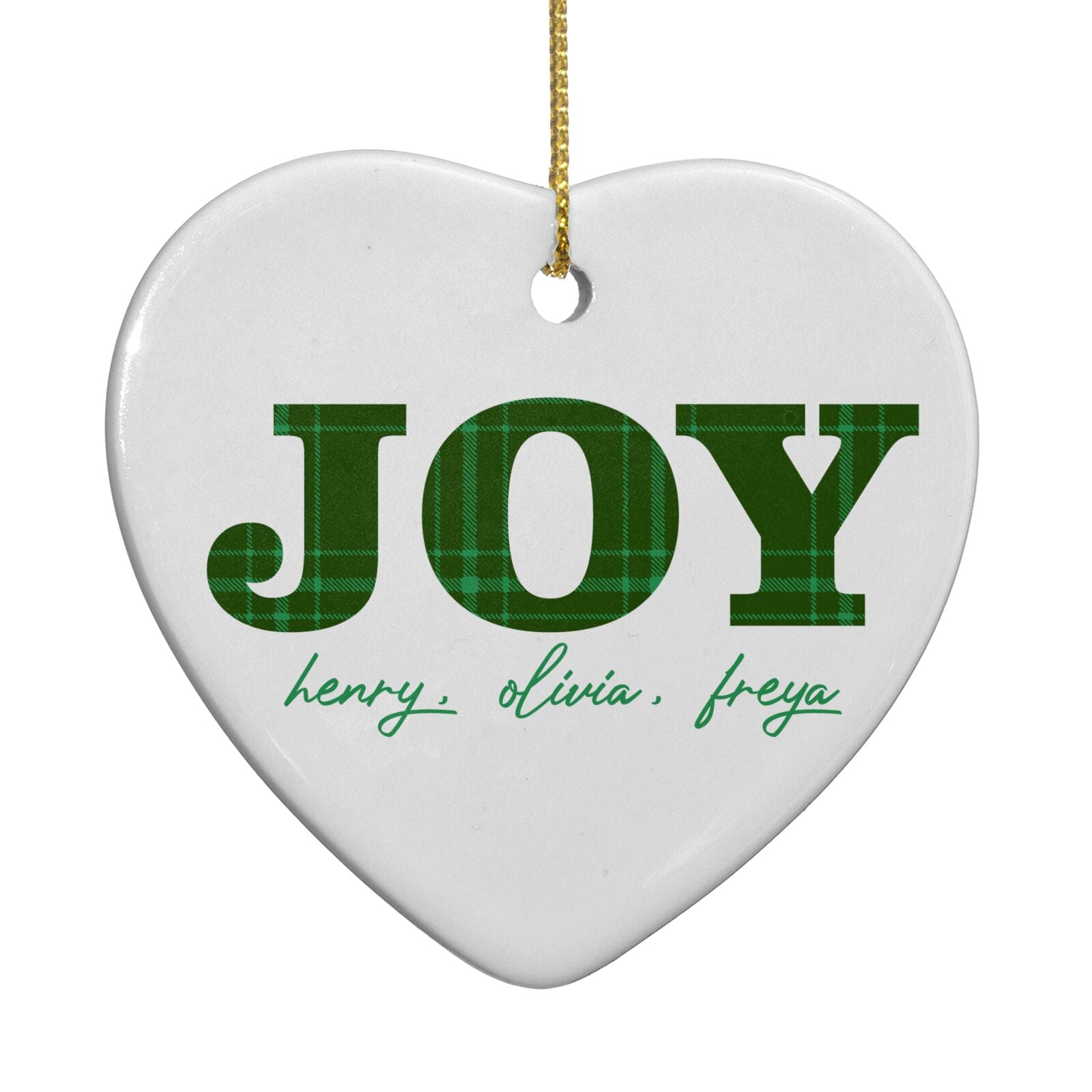 Personalised Joy Christmas Heart Decoration