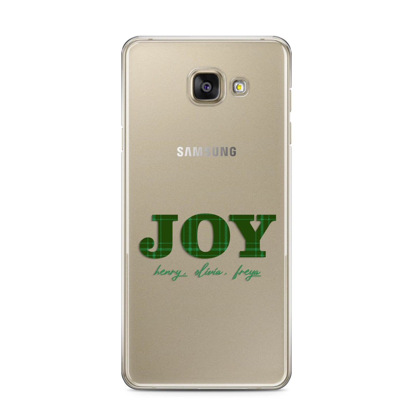 Personalised Joy Christmas Samsung Galaxy A3 2016 Case on gold phone