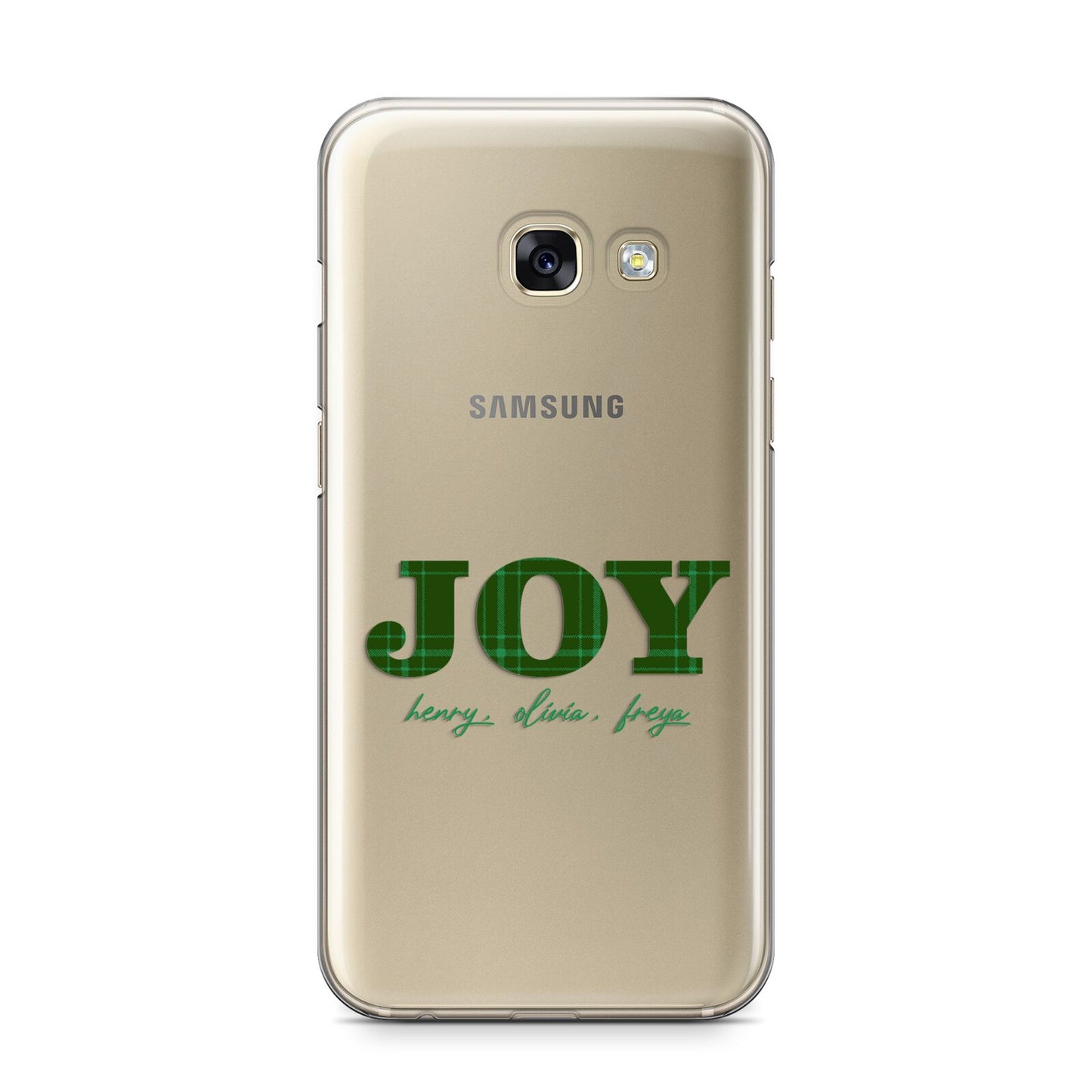 Personalised Joy Christmas Samsung Galaxy A3 2017 Case on gold phone