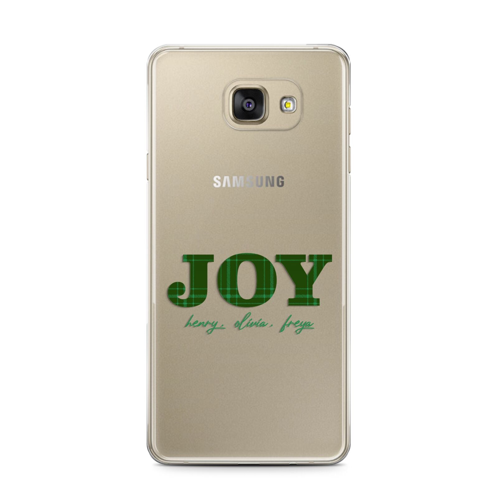 Personalised Joy Christmas Samsung Galaxy A7 2016 Case on gold phone