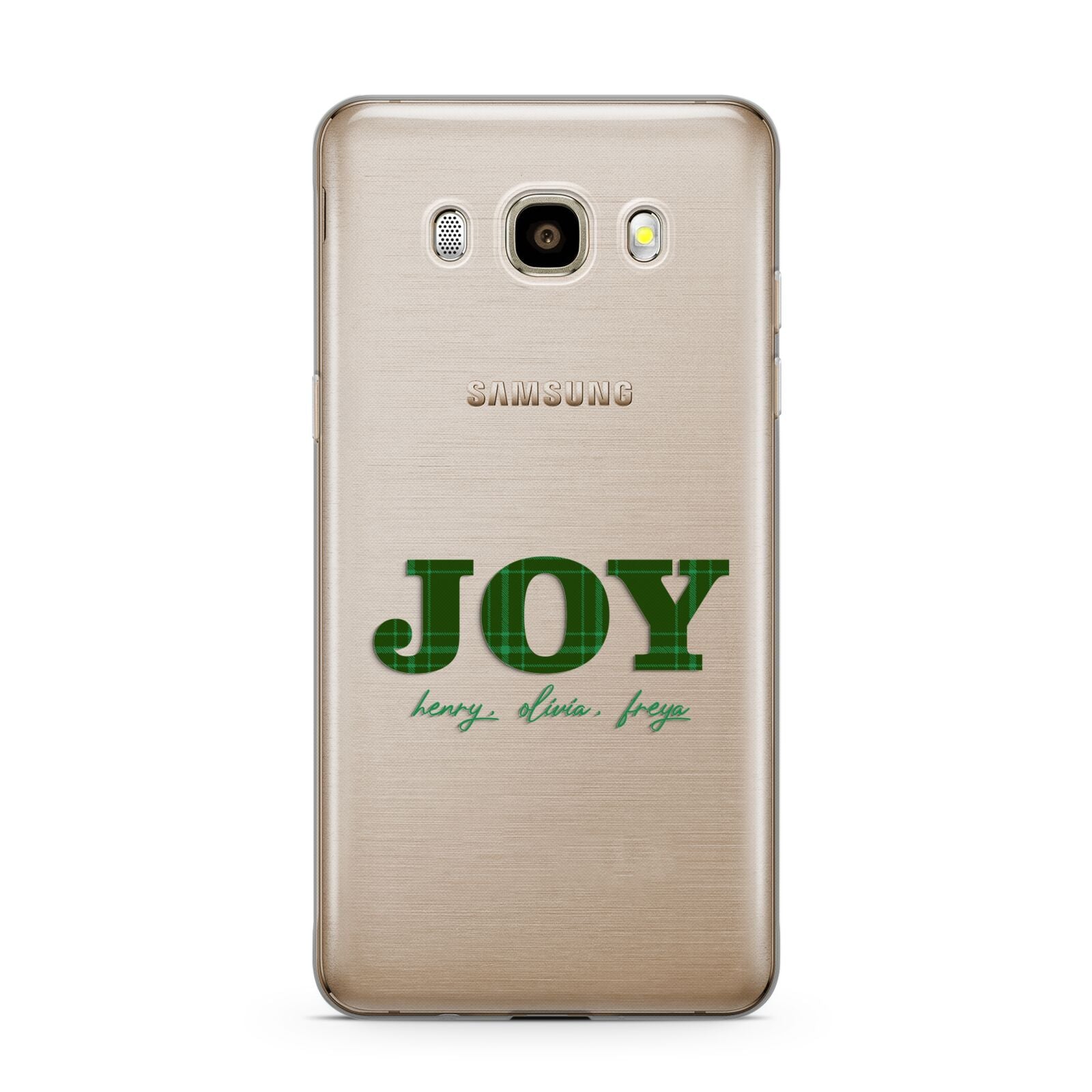 Personalised Joy Christmas Samsung Galaxy J7 2016 Case on gold phone