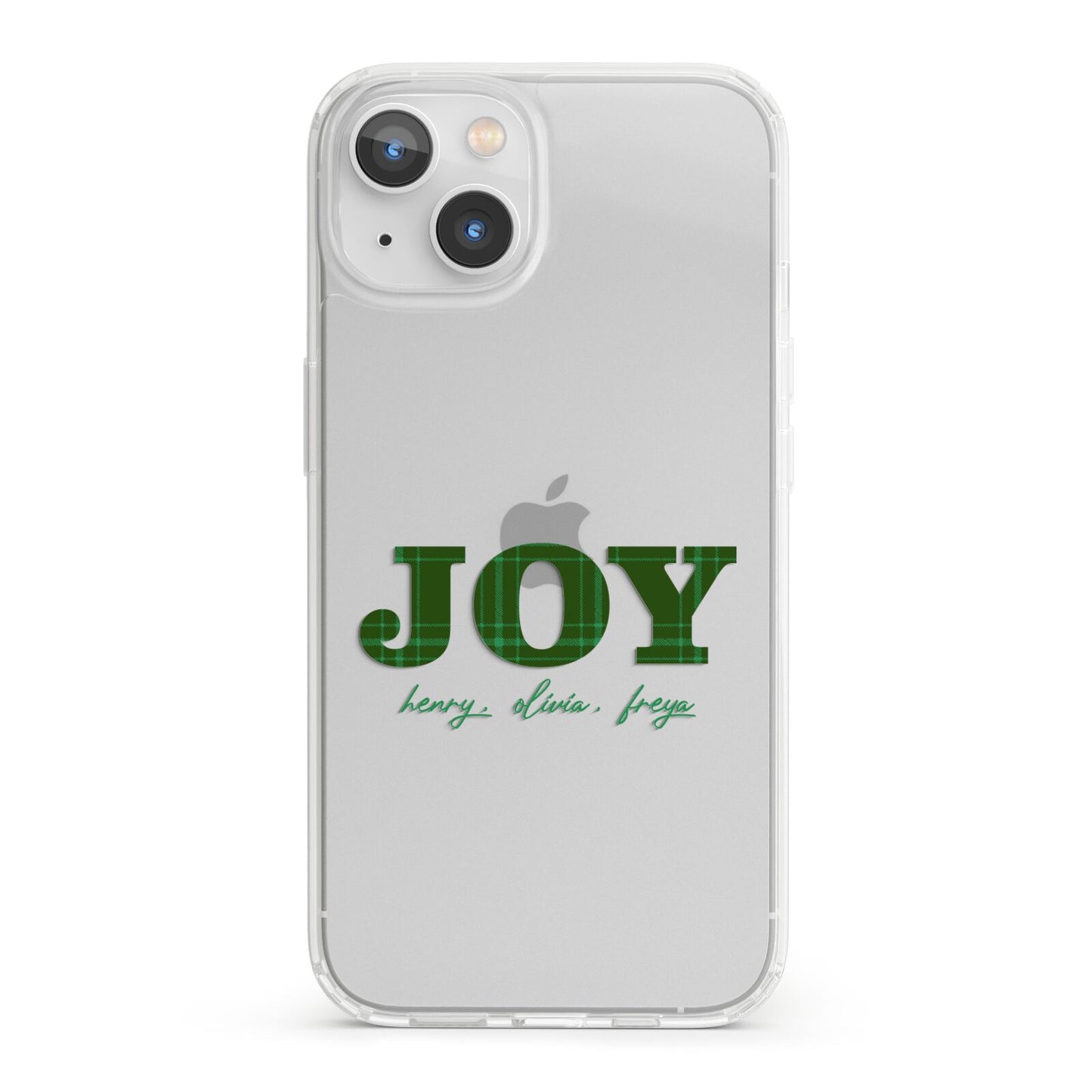 Personalised Joy Christmas iPhone 13 Clear Bumper Case