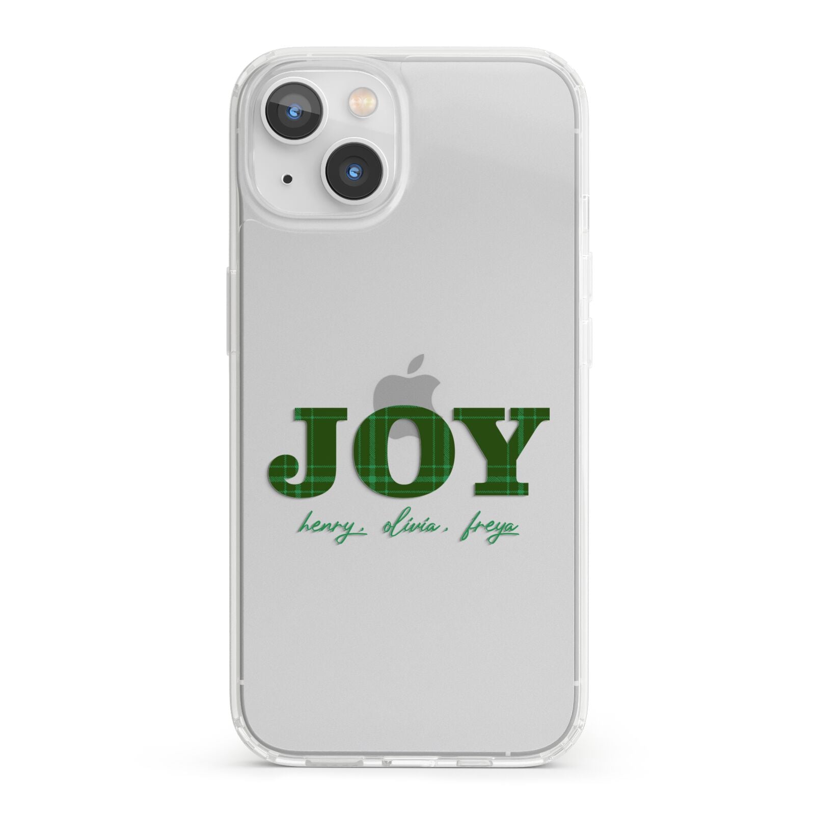 Personalised Joy Christmas iPhone 13 Clear Bumper Case