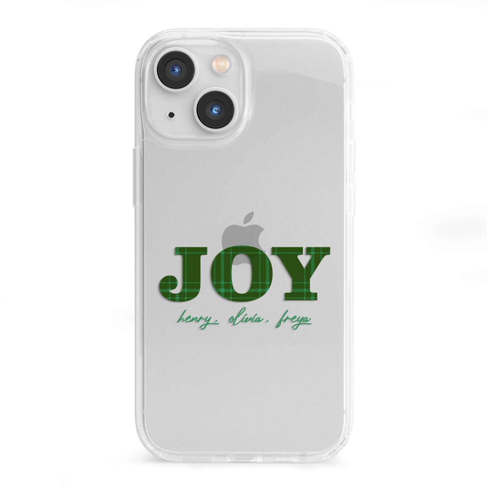 Personalised Joy Christmas iPhone 13 Mini Clear Bumper Case