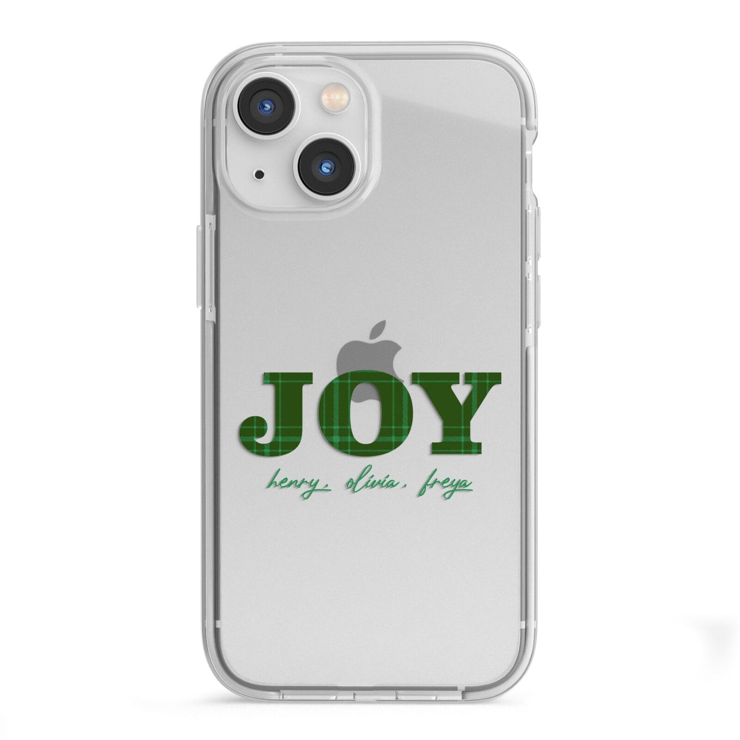 Personalised Joy Christmas iPhone 13 Mini TPU Impact Case with White Edges