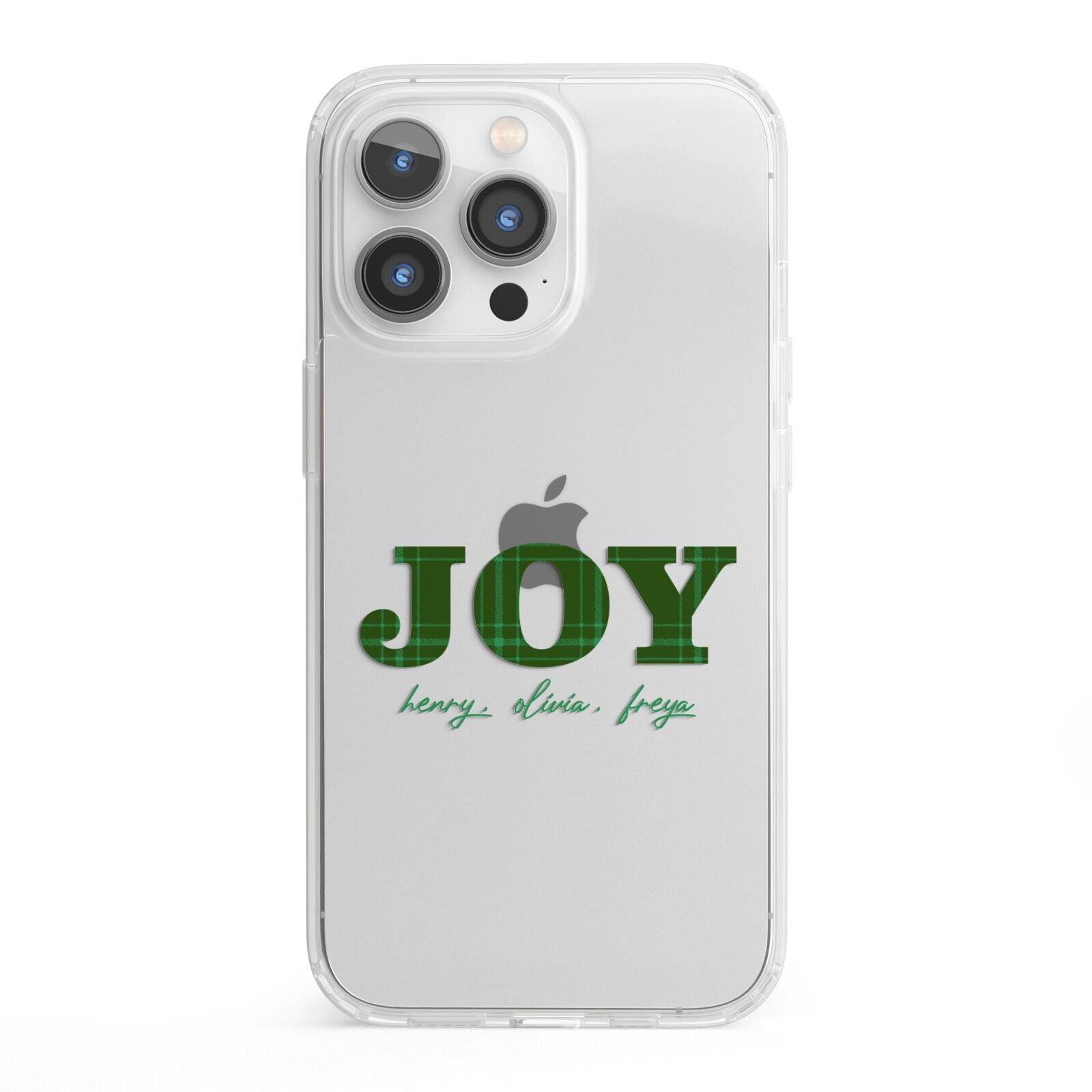 Personalised Joy Christmas iPhone 13 Pro Clear Bumper Case