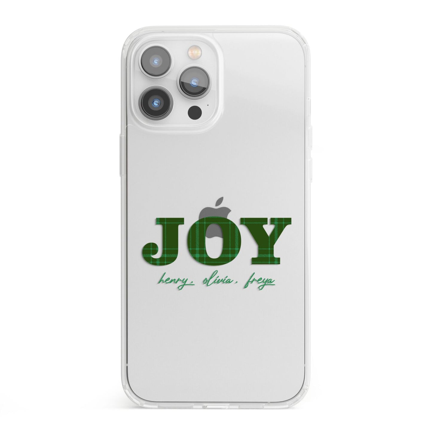 Personalised Joy Christmas iPhone 13 Pro Max Clear Bumper Case