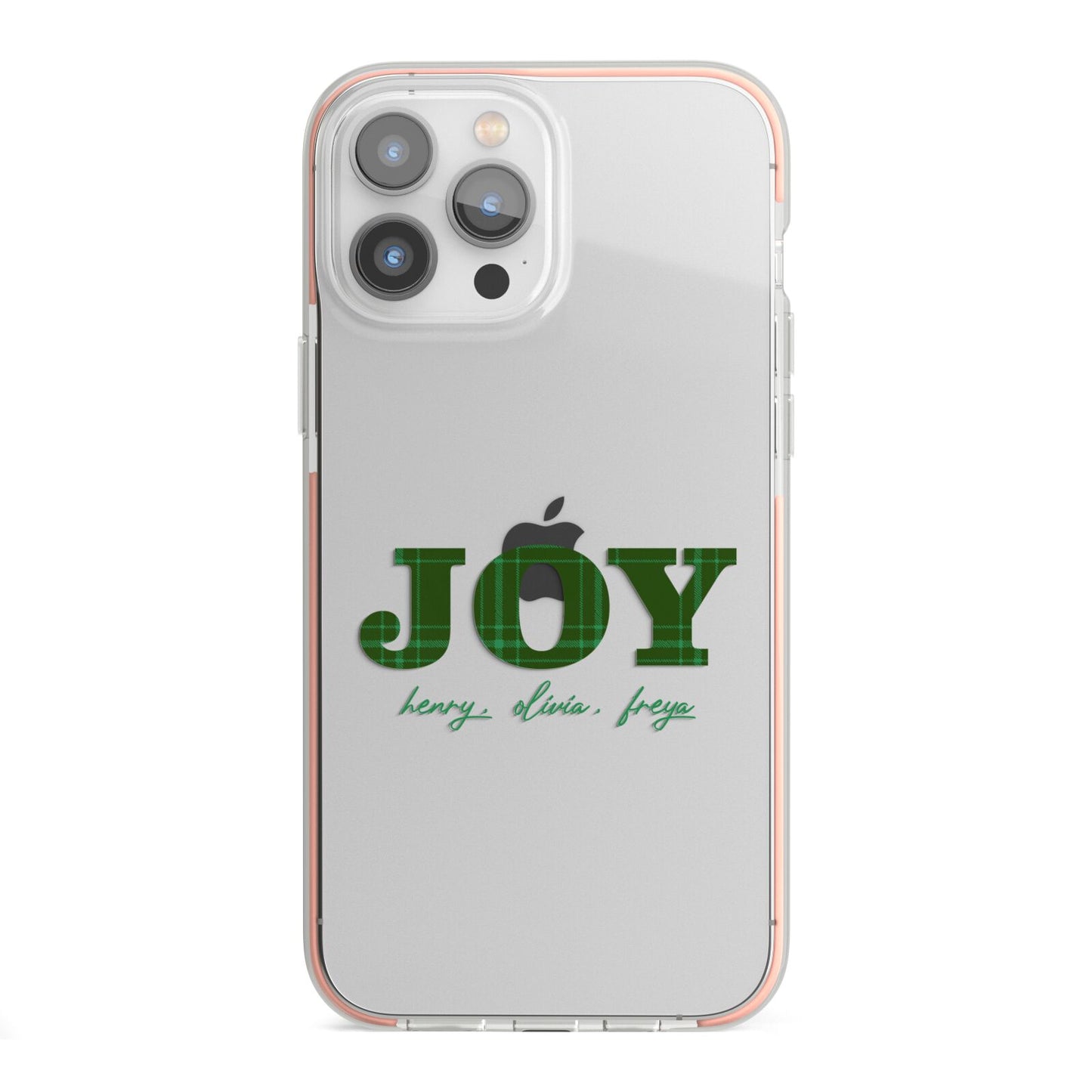 Personalised Joy Christmas iPhone 13 Pro Max TPU Impact Case with Pink Edges