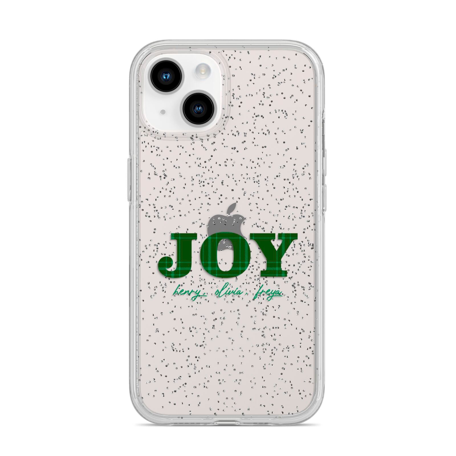 Personalised Joy Christmas iPhone 14 Glitter Tough Case Starlight