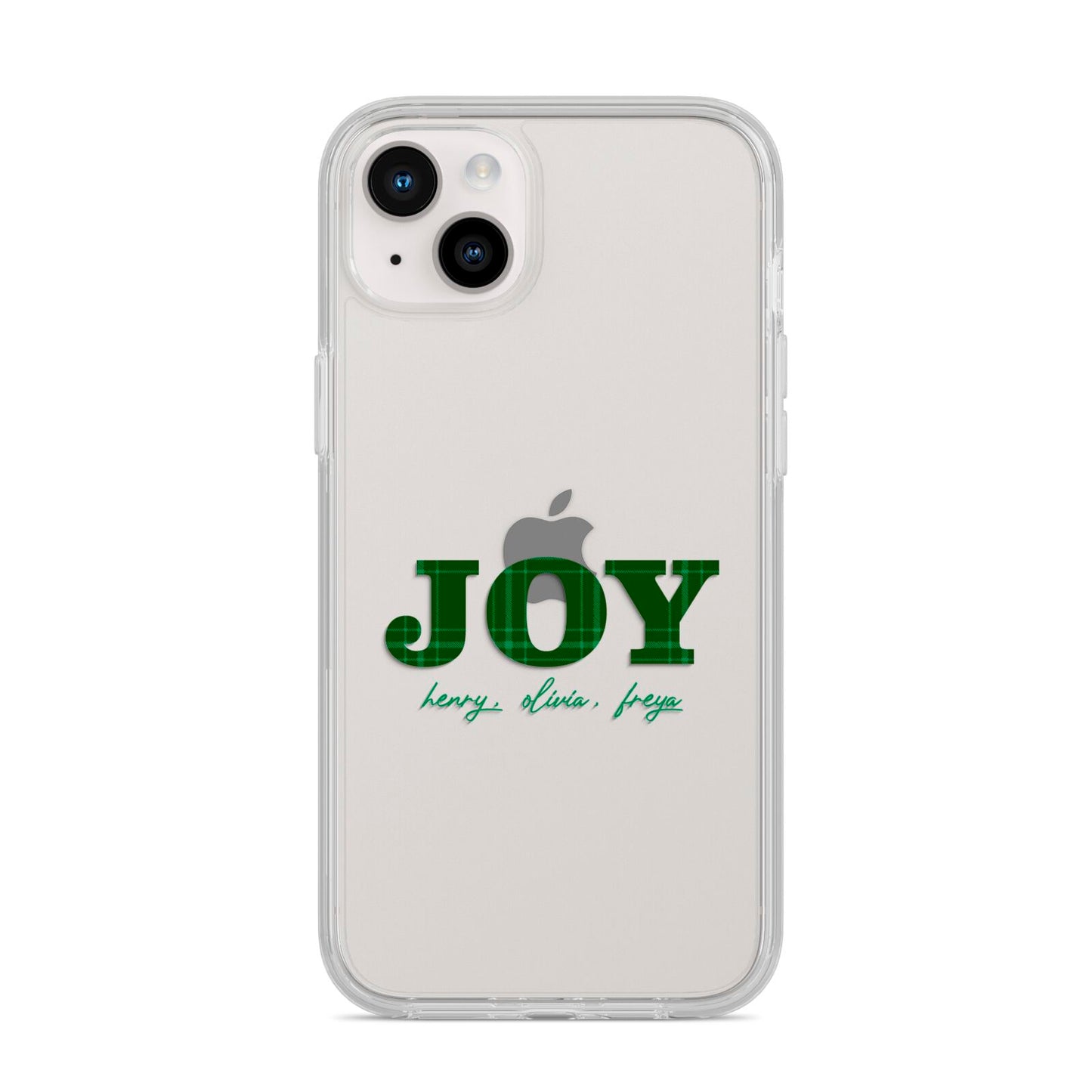 Personalised Joy Christmas iPhone 14 Plus Clear Tough Case Starlight