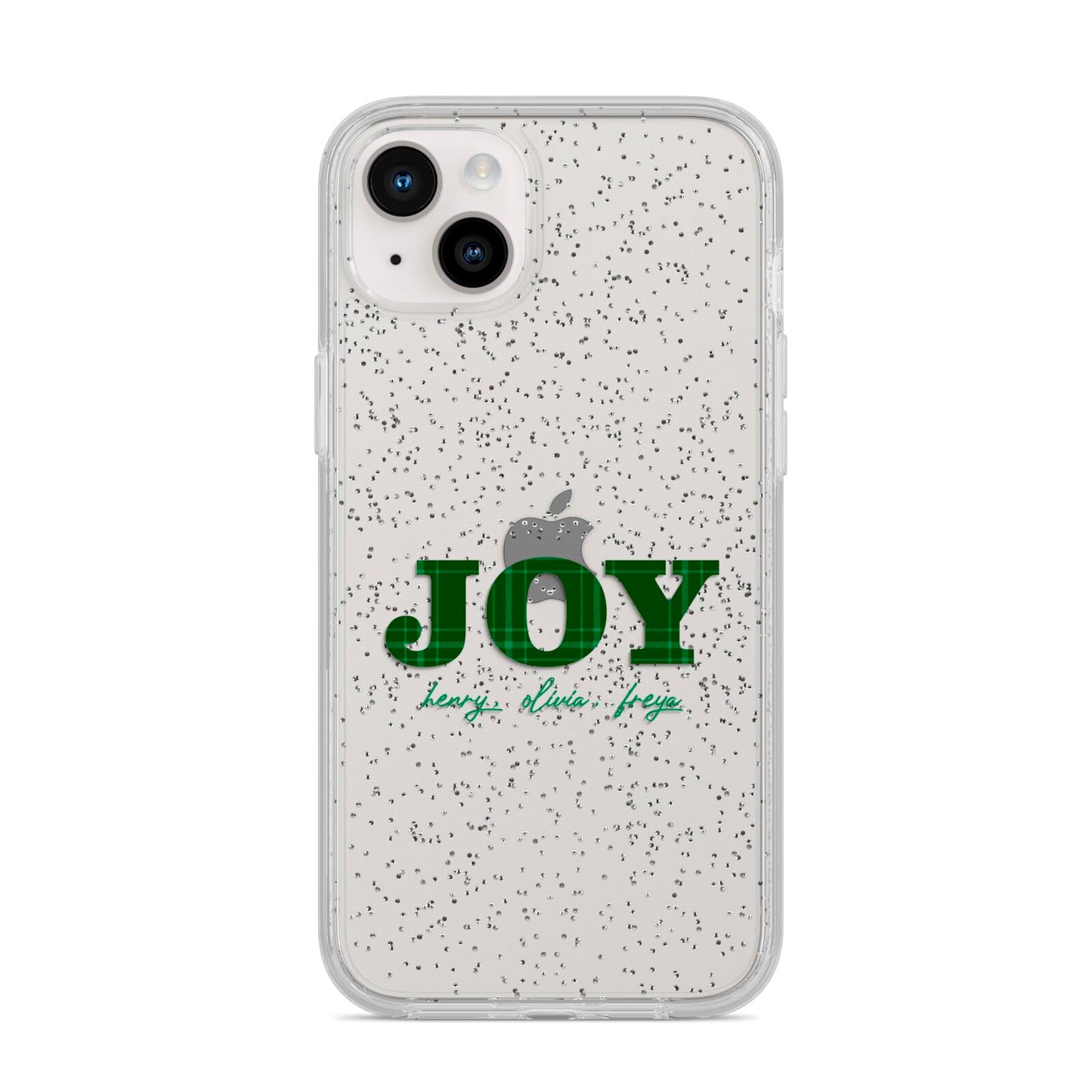 Personalised Joy Christmas iPhone 14 Plus Glitter Tough Case Starlight