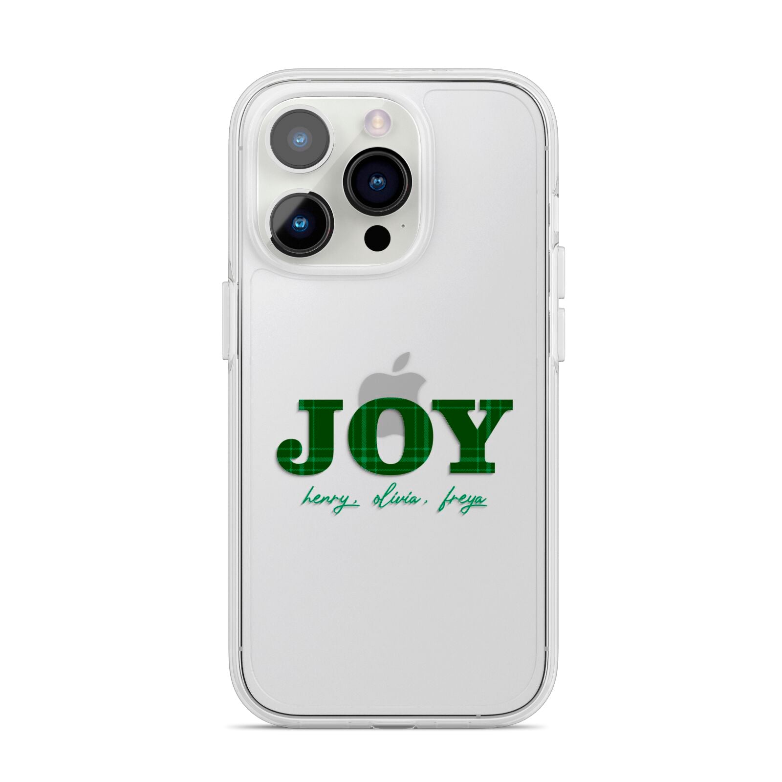 Personalised Joy Christmas iPhone 14 Pro Clear Tough Case Silver