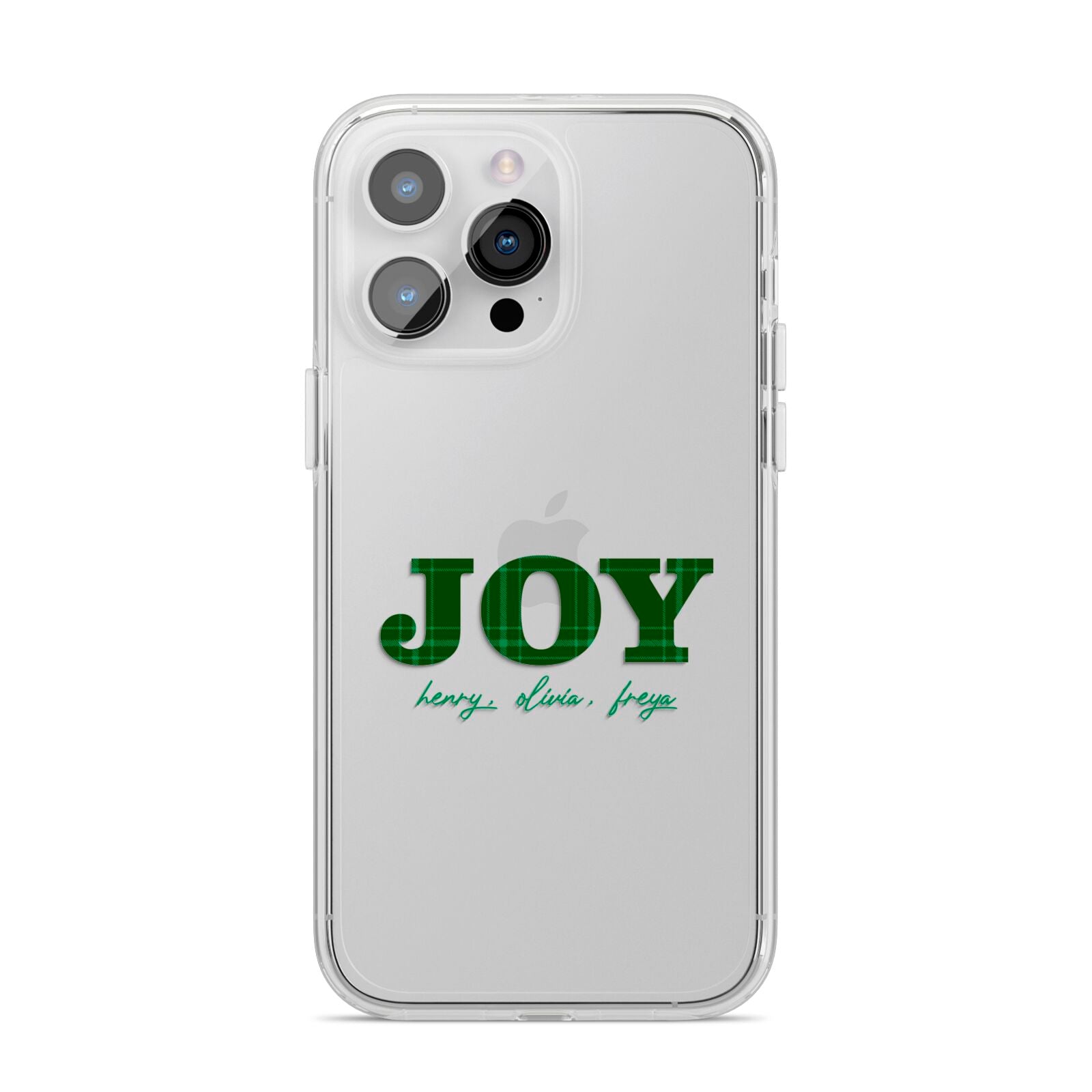 Personalised Joy Christmas iPhone 14 Pro Max Clear Tough Case Silver