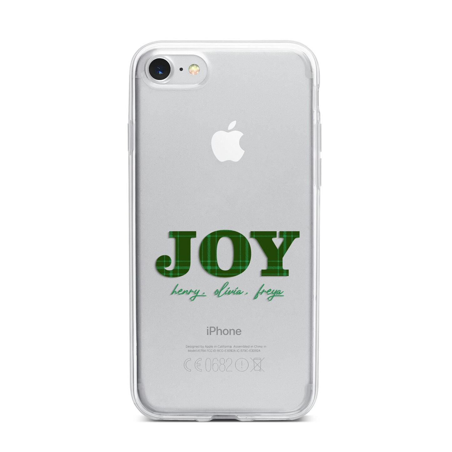 Personalised Joy Christmas iPhone 7 Bumper Case on Silver iPhone