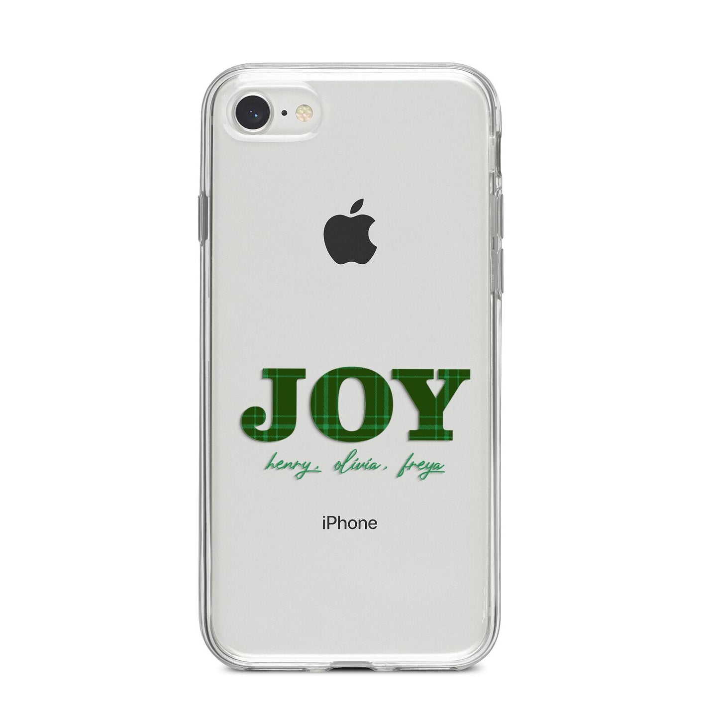 Personalised Joy Christmas iPhone 8 Bumper Case on Silver iPhone