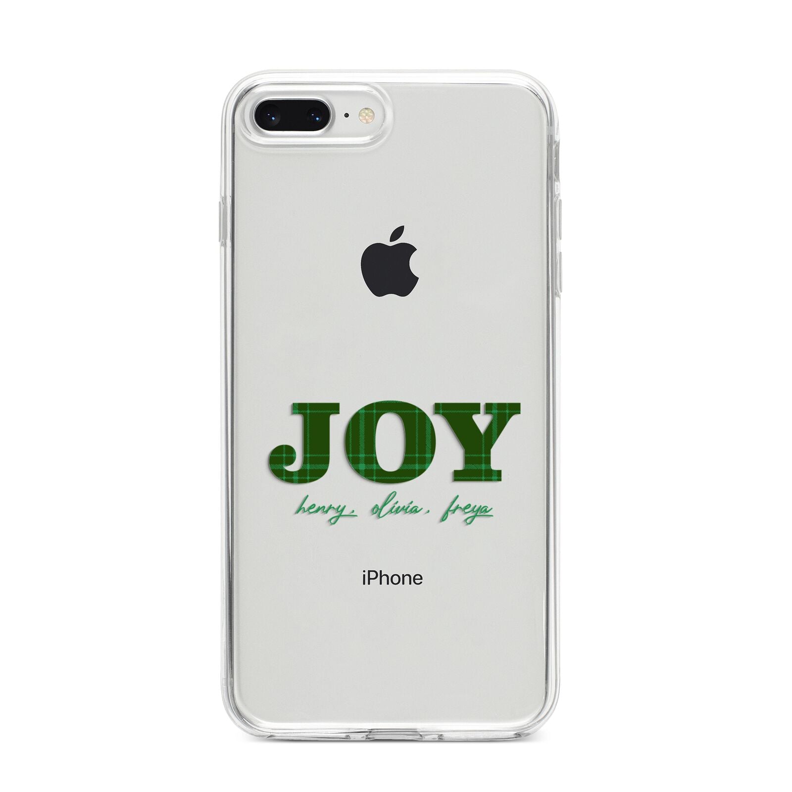 Personalised Joy Christmas iPhone 8 Plus Bumper Case on Silver iPhone