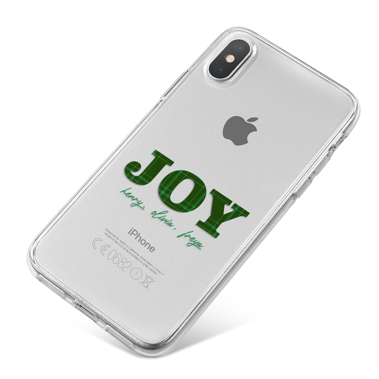 Personalised Joy Christmas iPhone X Bumper Case on Silver iPhone