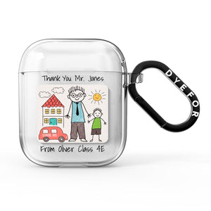 Personalised Kids Drawing Thank You Teacher AirPods Case