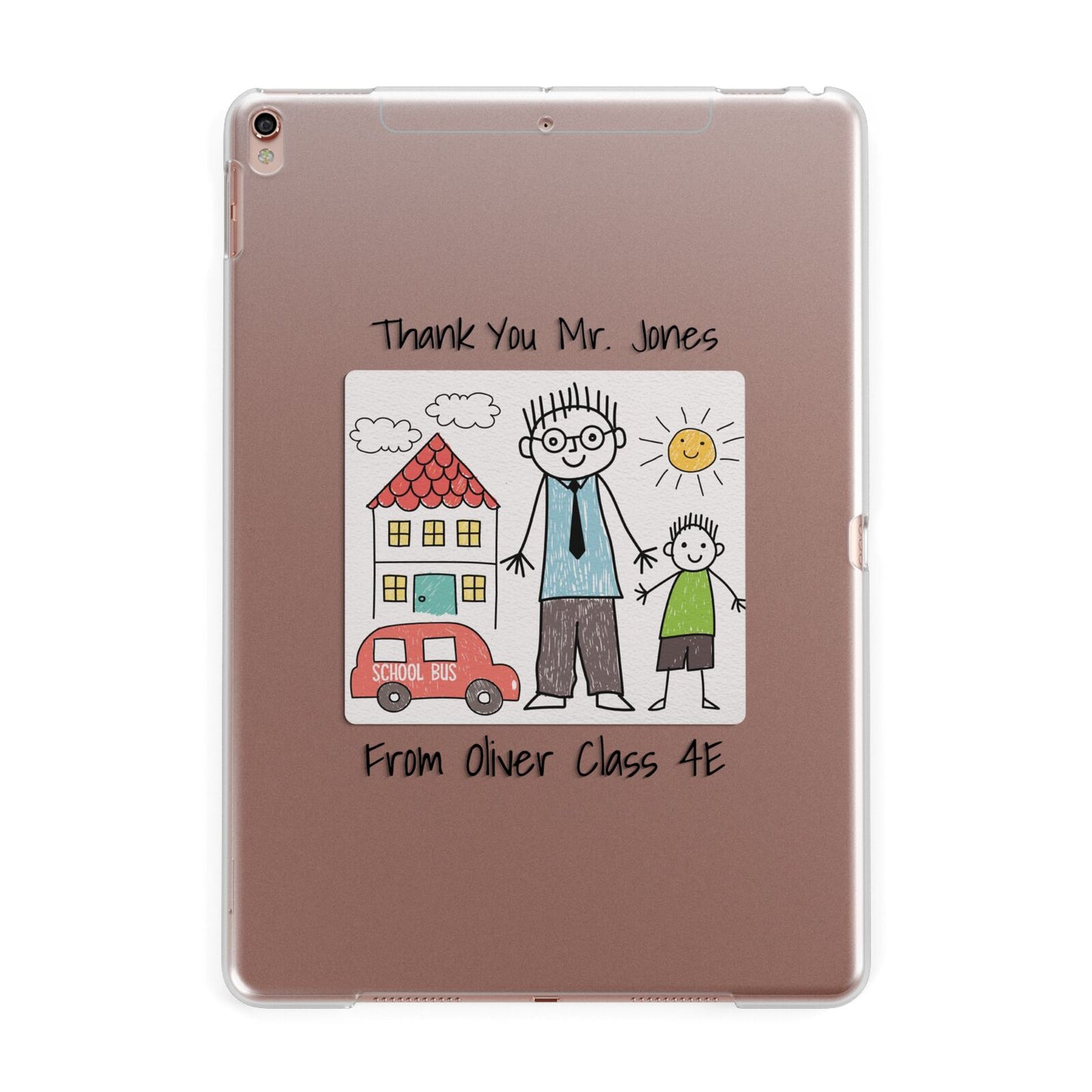 Personalised Kids Drawing Thank You Teacher Apple iPad Rose Gold Case