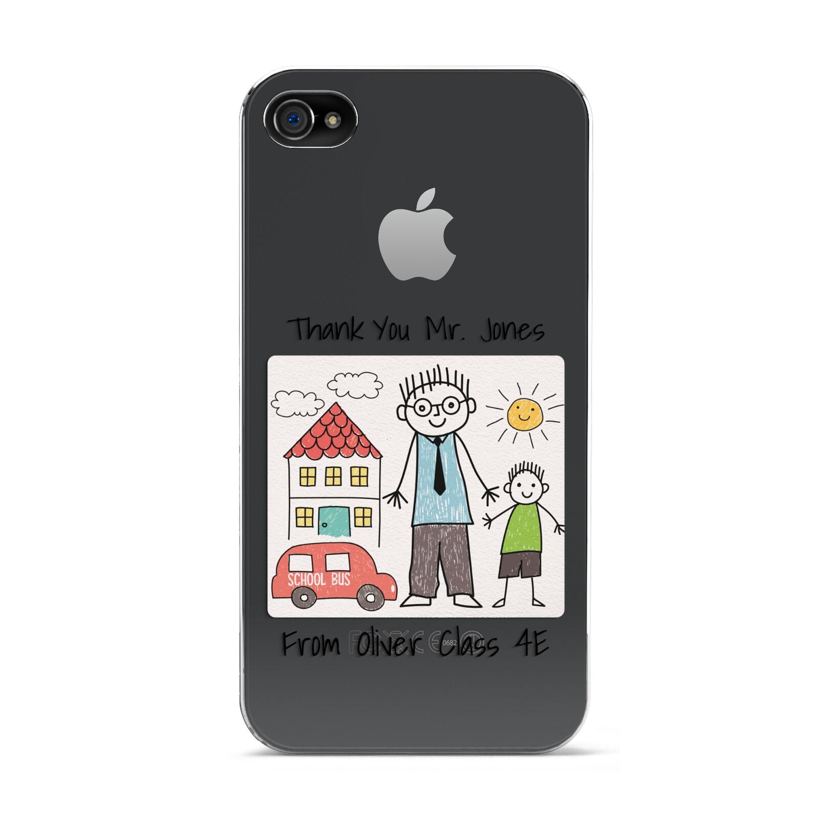 Personalised Kids Drawing Thank You Teacher Apple iPhone 4s Case